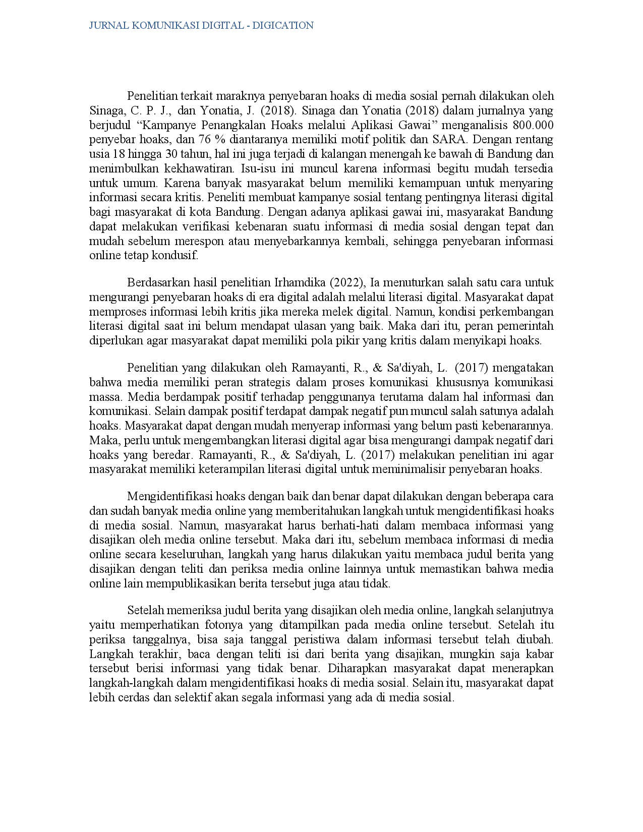 juris Strategi Dalam Mengidentifikasi Hoaks Di Media Sosial Melalui Literasi Digital