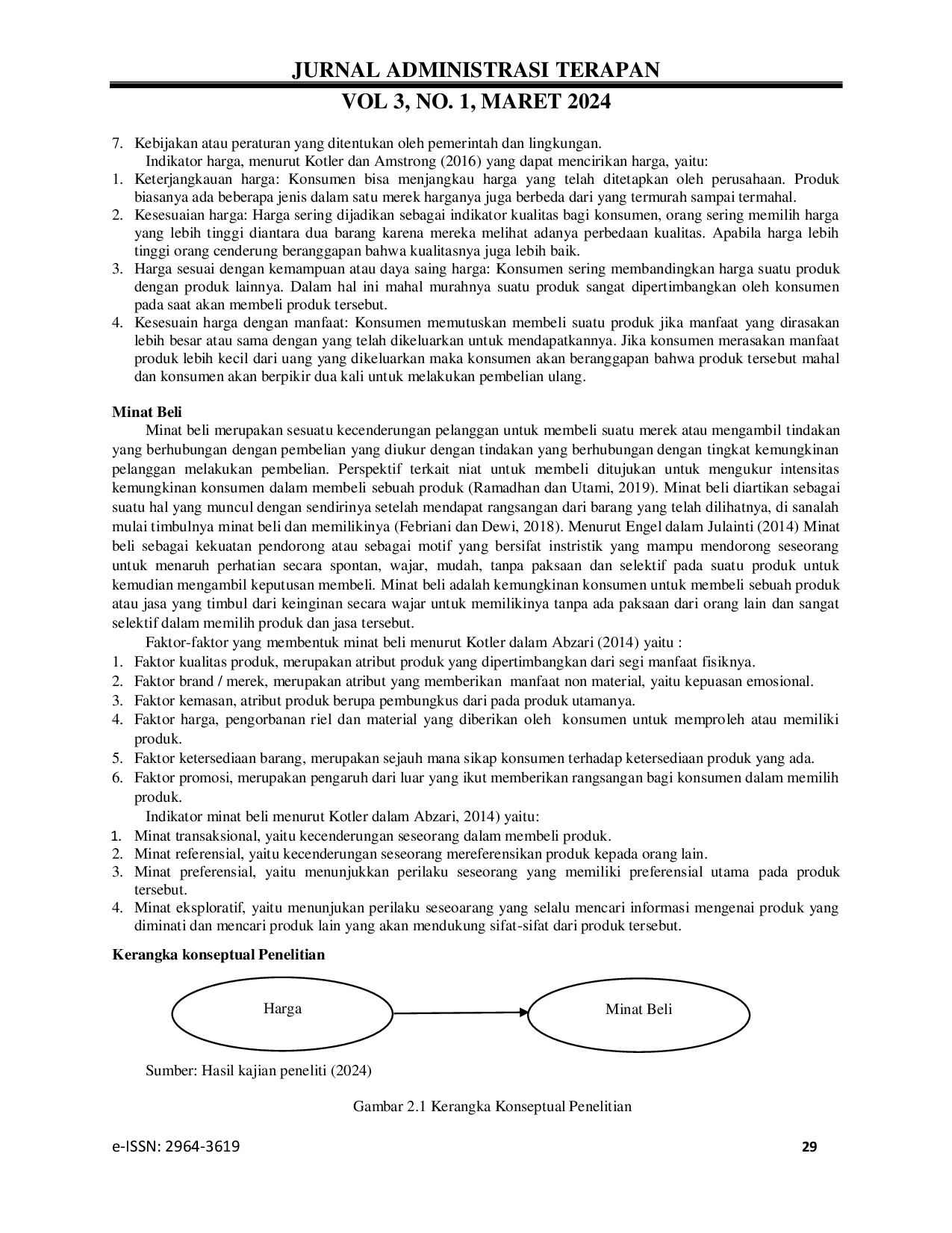 JURIS Pengaruh Harga Terhadap Minat Beli Minyak Goreng Camar Pada Minimarket Indomaret Cabang Diponegoro Kota Ambon