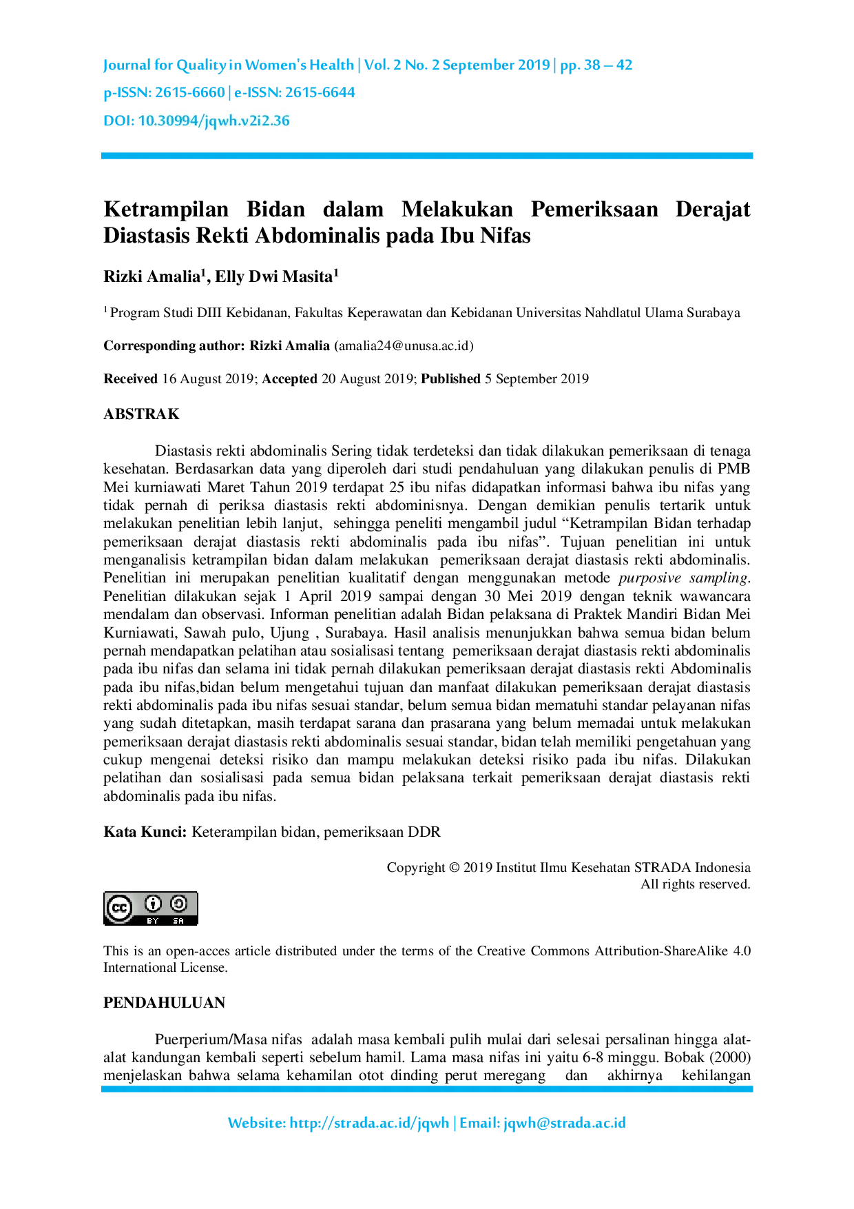 JURIS Ketrampilan Bidan dalam Melakukan Pemeriksaan Derajat Diastasis Rekti Abdominalis pada Ibu Nifas