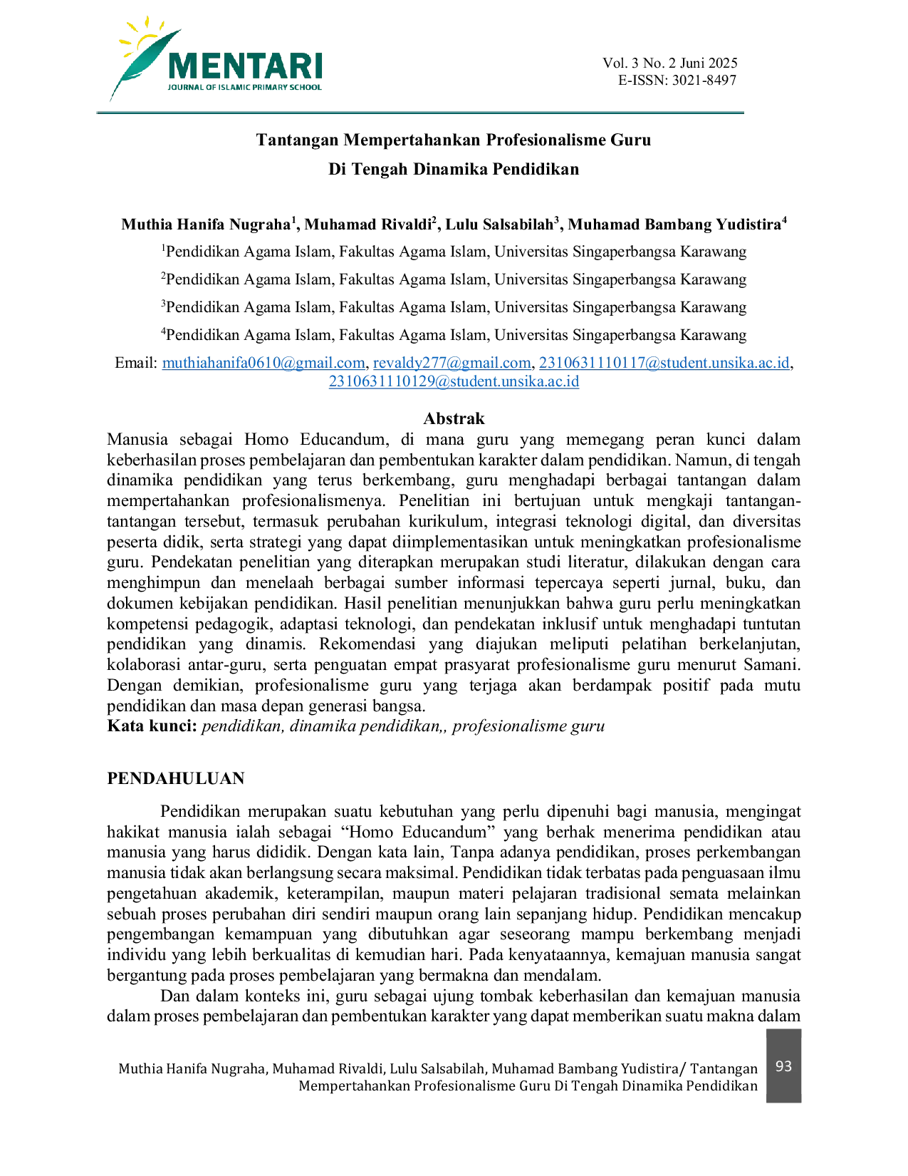 JURIS Tantangan Mempertahankan Profesionalisme di Tengah Dinamika Pendidikan