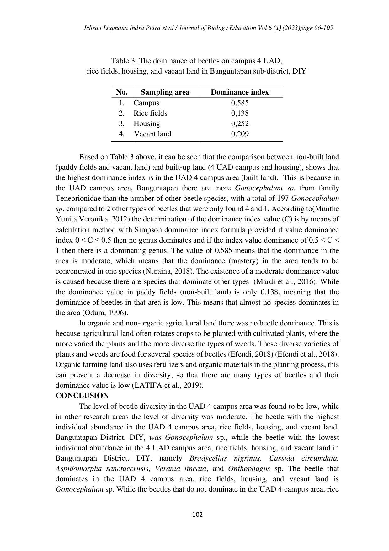 JURIS Diversity of Diurnal Beetles in Banguntapan District Yogyakarta