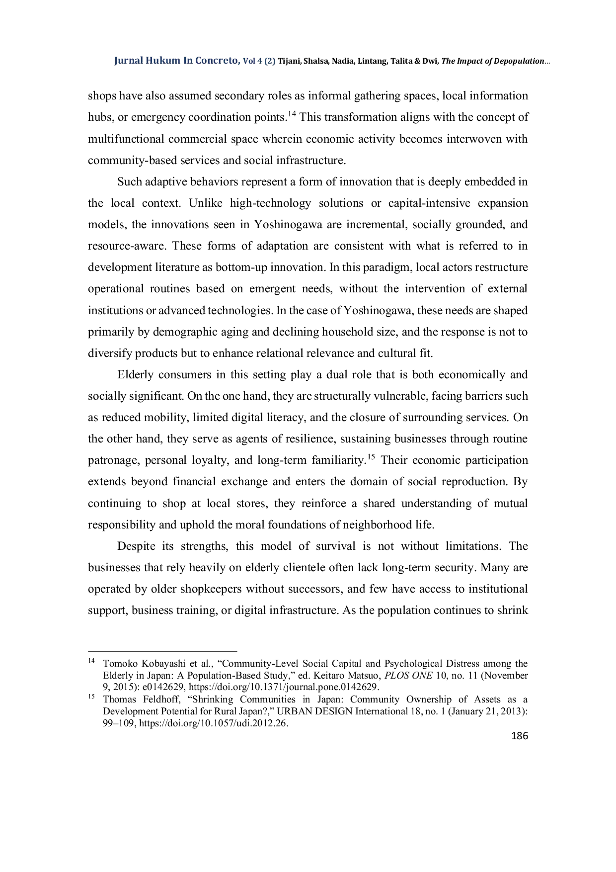 JURIS The Impact of Depopulation on the Sustainability of Local Businesses in Yoshinogawa Japan