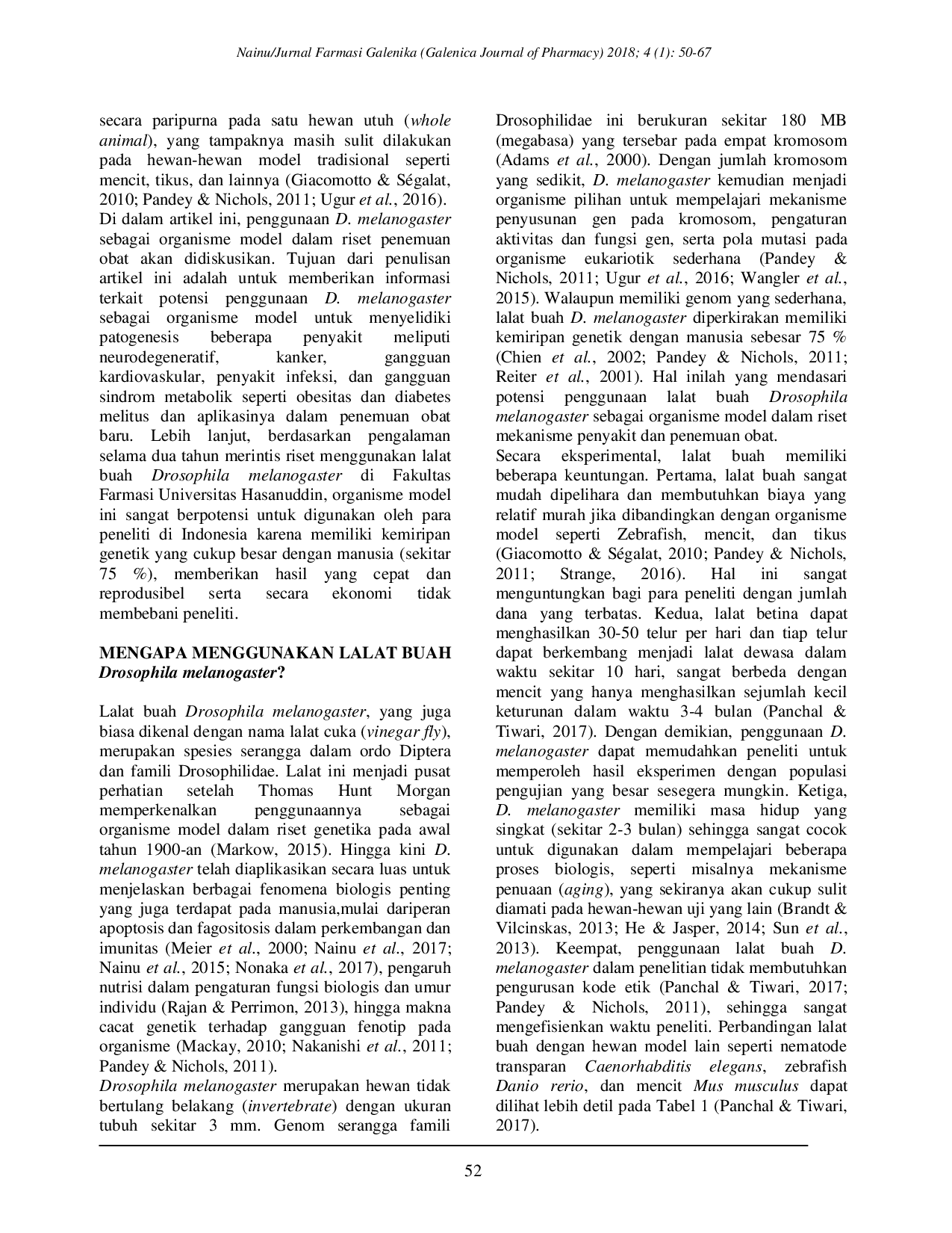 JURIS Penggunaan Drosophila Melanogaster Sebagai Organisme Model Dalam Penemuan Obat