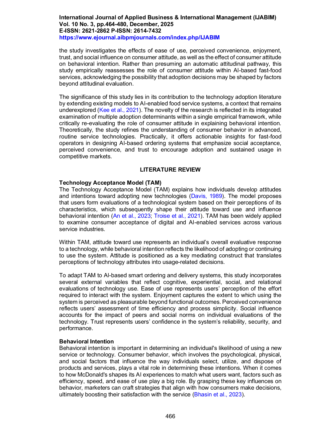 JURIS Consumer Attitude and Intention Toward AI Based Smart Ordering and Delivery Systems in the Fast Food Industry