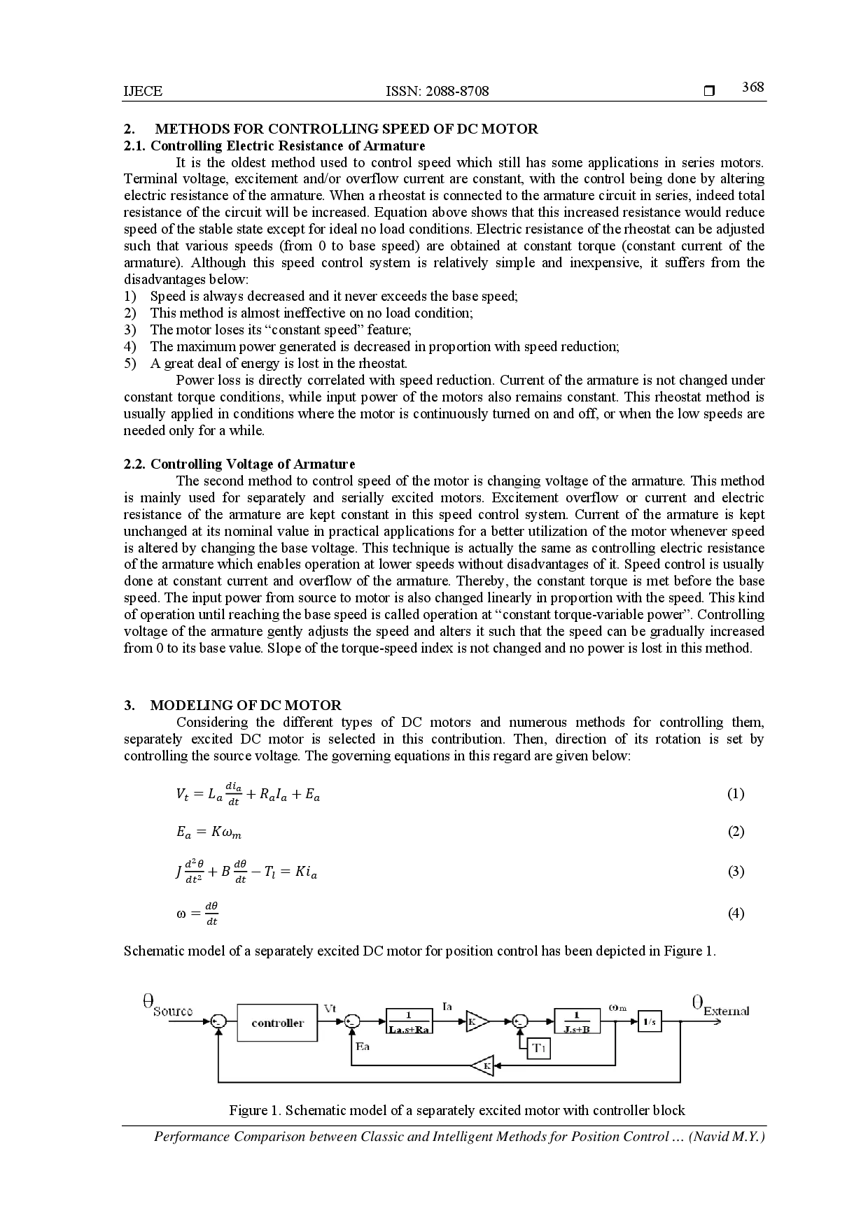 juris Performance Comparison between Classic and Intelligent Methods for Position Control of DC Motor