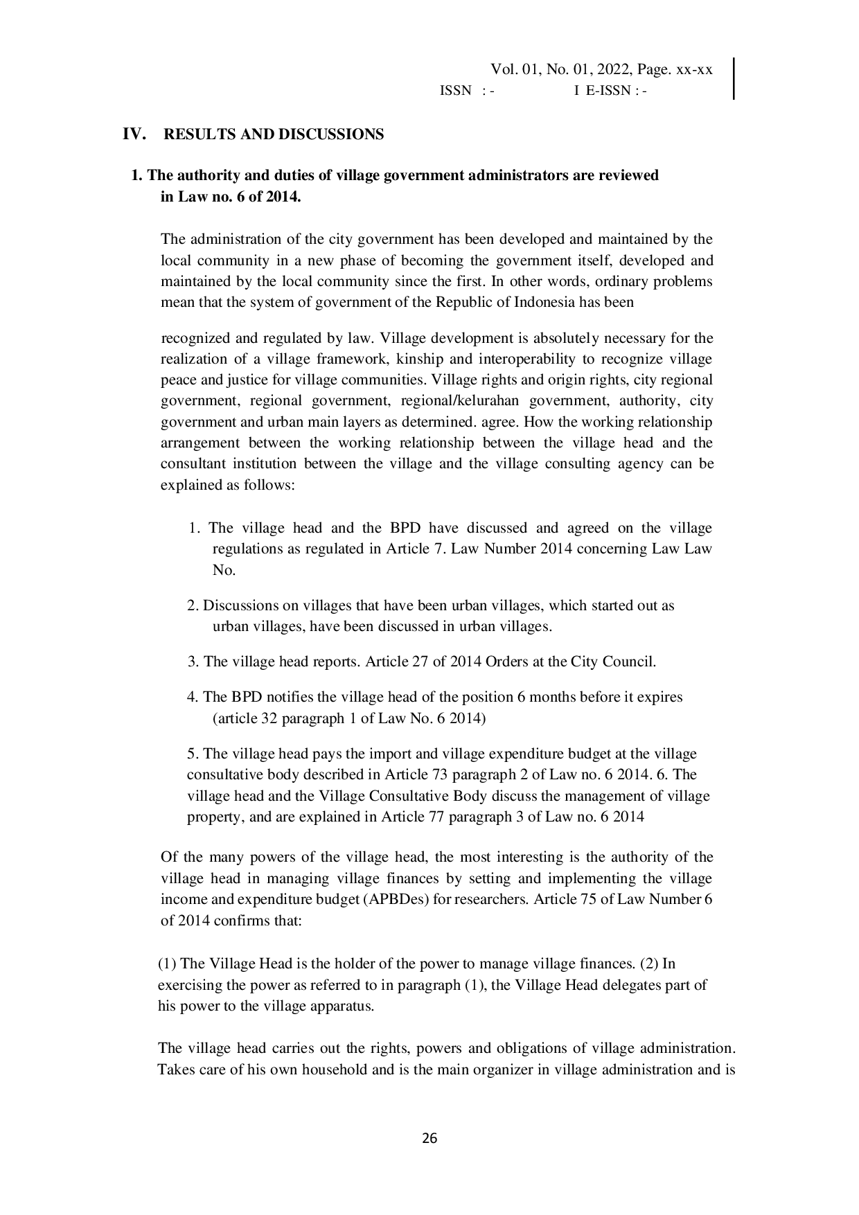 JURIS Implementation Of Village Law As A In Implementation Village Government The Community