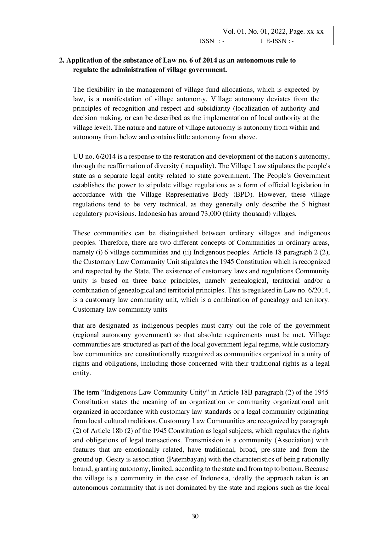 JURIS Implementation Of Village Law As A In Implementation Village Government The Community