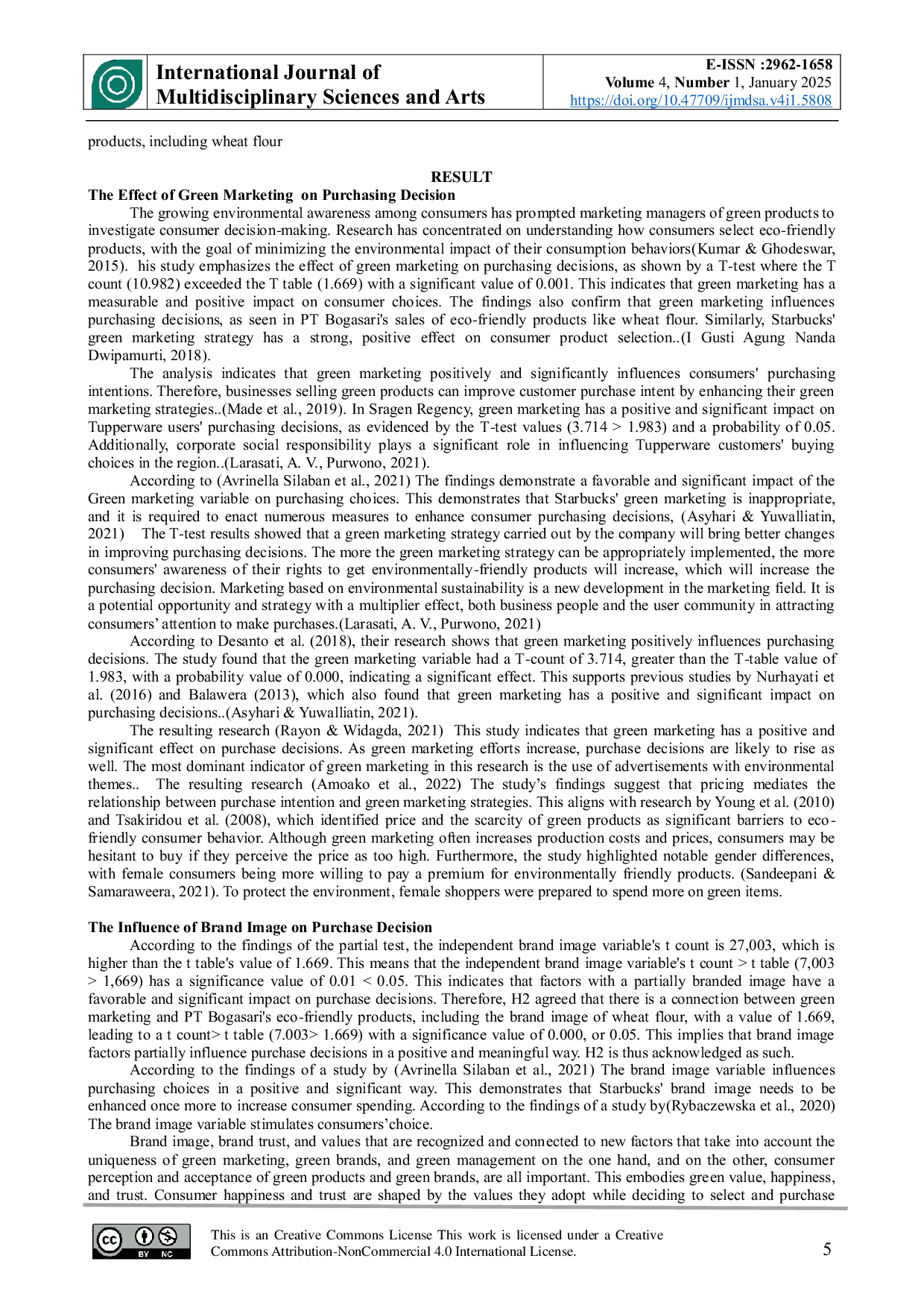 JURIS Exploring the Impact of Green Marketing Brand Image and Purchase Intent on Consumer Decisions for Bogasari Flour Products