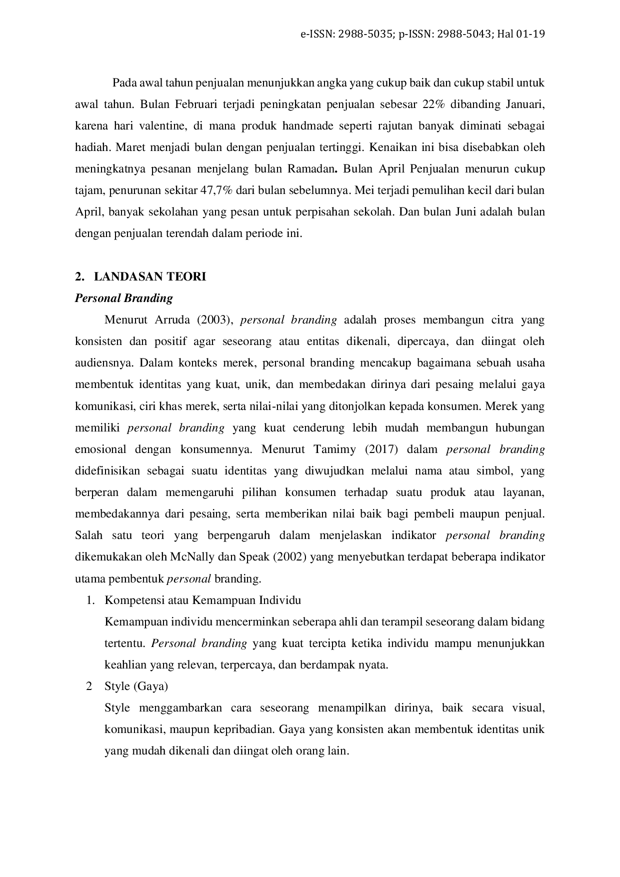 JURIS Pengaruh Personal Branding Perceived Value dan Product Quality terhadap Keputusan Pembelian Kerajinan Rajut pada Home Industri Carolline Crafty Crochet di Petunjungan Kabupaten Brebes