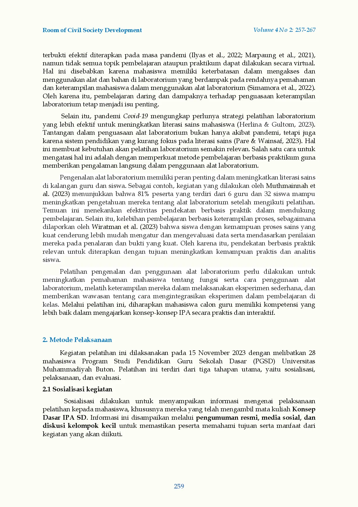 juris Pelatihan Penggunaan Peralatan Laboratorium untuk Meningkatkan Pemahaman dan Keterampilan Mahasiswa Pendidikan Guru Sekolah Dasar