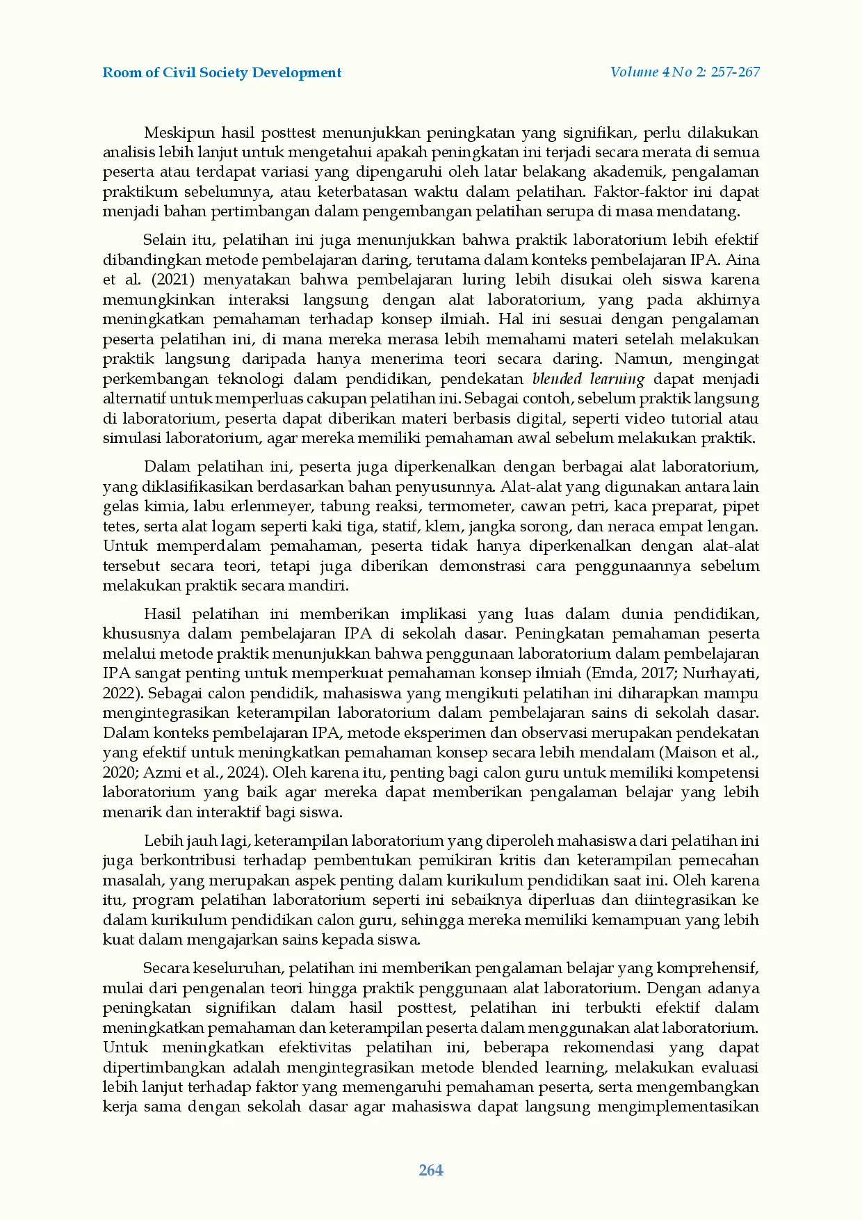 juris Pelatihan Penggunaan Peralatan Laboratorium untuk Meningkatkan Pemahaman dan Keterampilan Mahasiswa Pendidikan Guru Sekolah Dasar