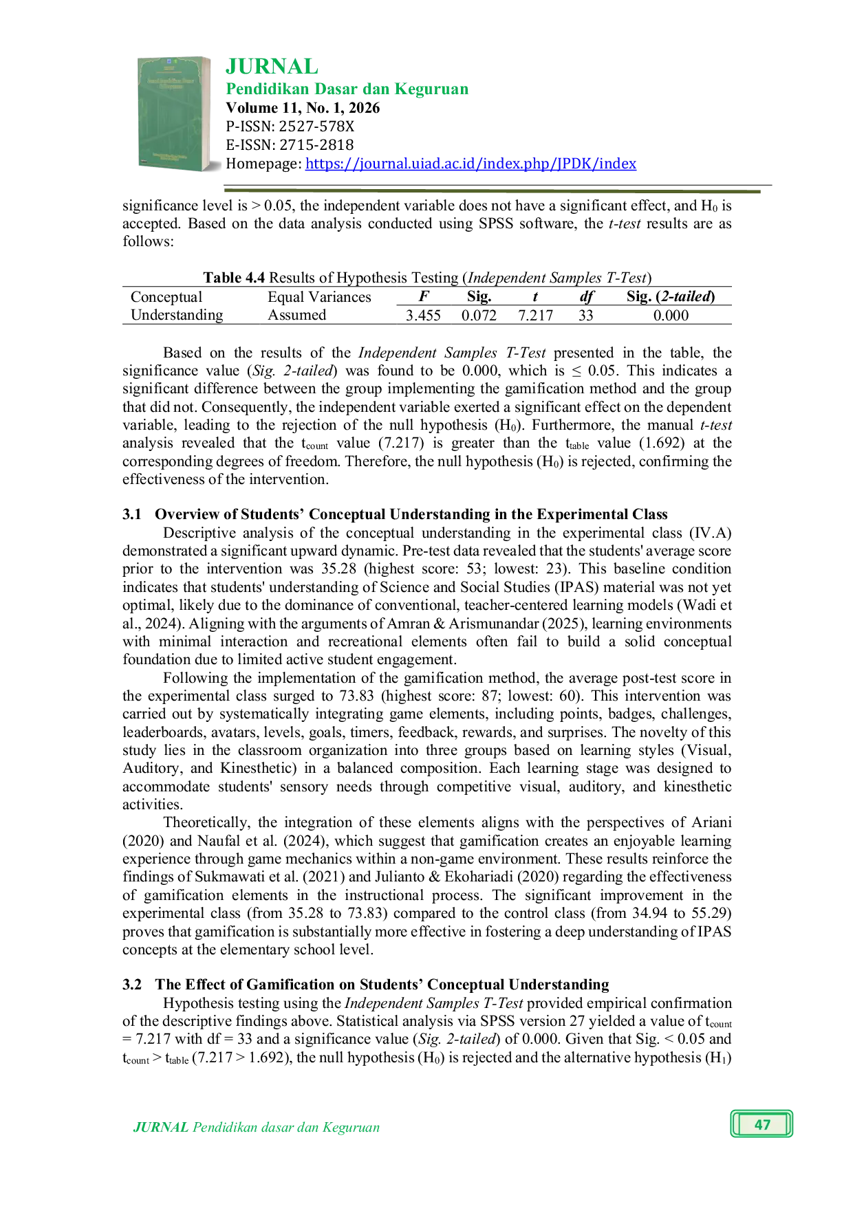 JURIS The The Effect Of Gamification Method On Students Understanding Of Concepts On Food Chain AUAUMaterial In Social Natural Sciences in Elementary Schools