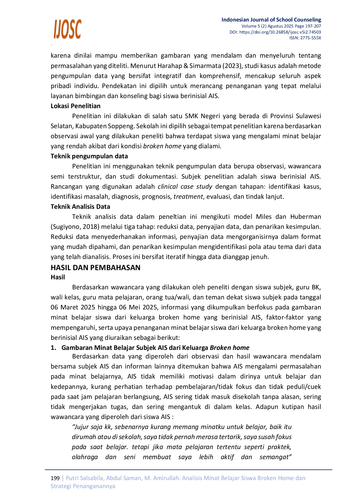 JURIS Analisis Minat Belajar Siswa Broken Home dan Strategi Penanganannya