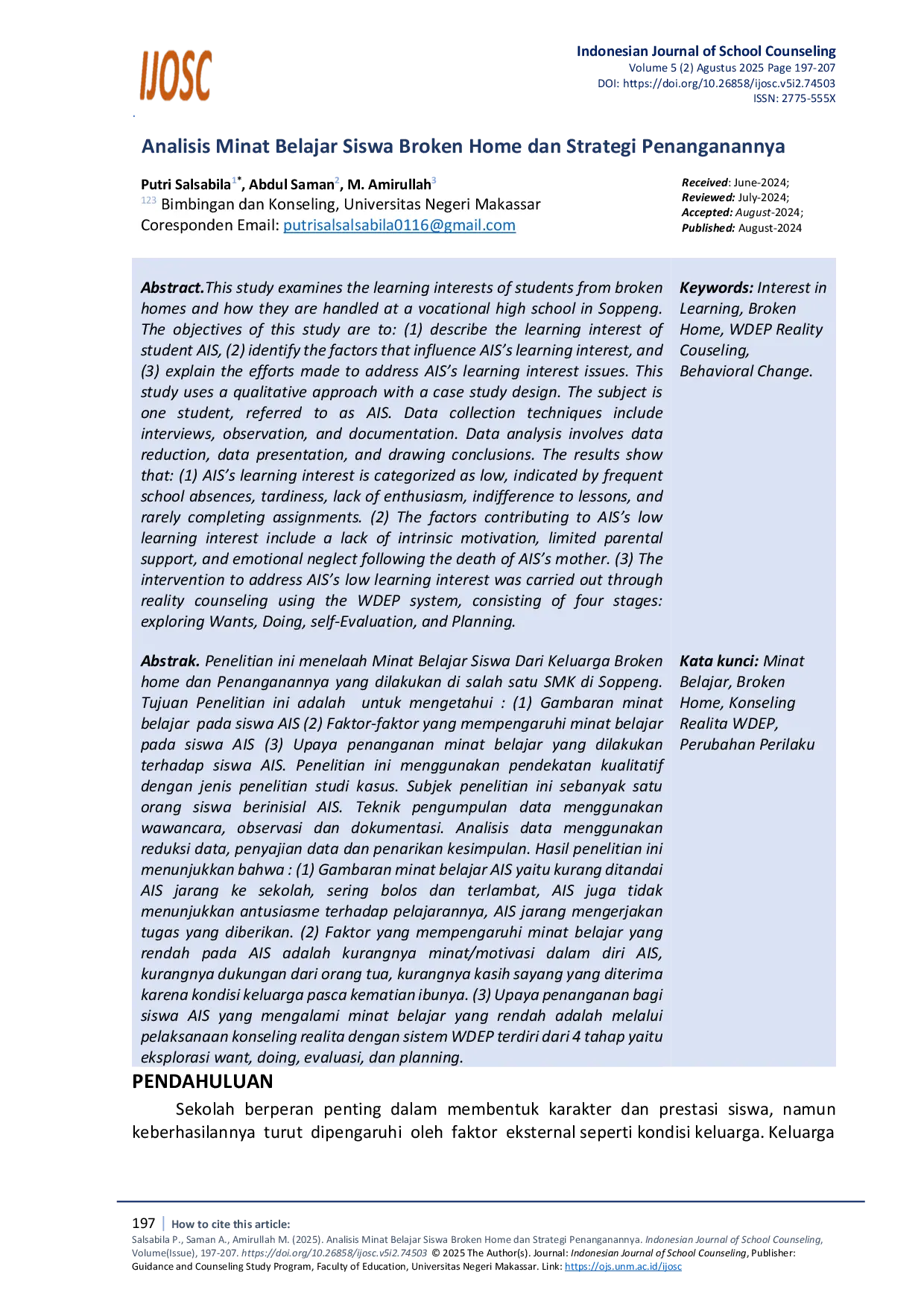 JURIS Analisis Minat Belajar Siswa Broken Home dan Strategi Penanganannya