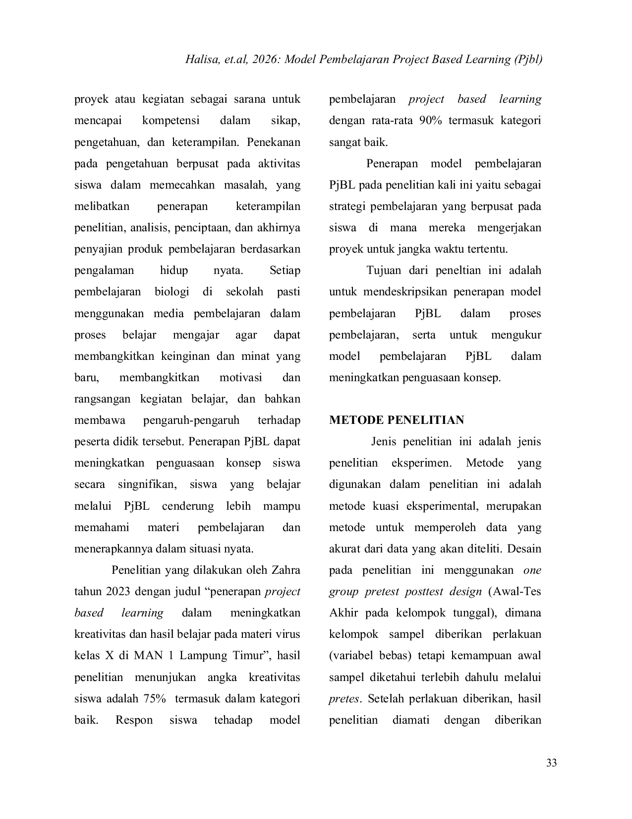 JURIS MODEL PEMBELAJARAN PROJECT BASED LEARNING PjBL SEBAGAI STRATEGI UNTUK MENINGKATKAN PENGUASAAN KONSEP PADA SISWA KELAS X MA DARUSSALAM BARANDASI