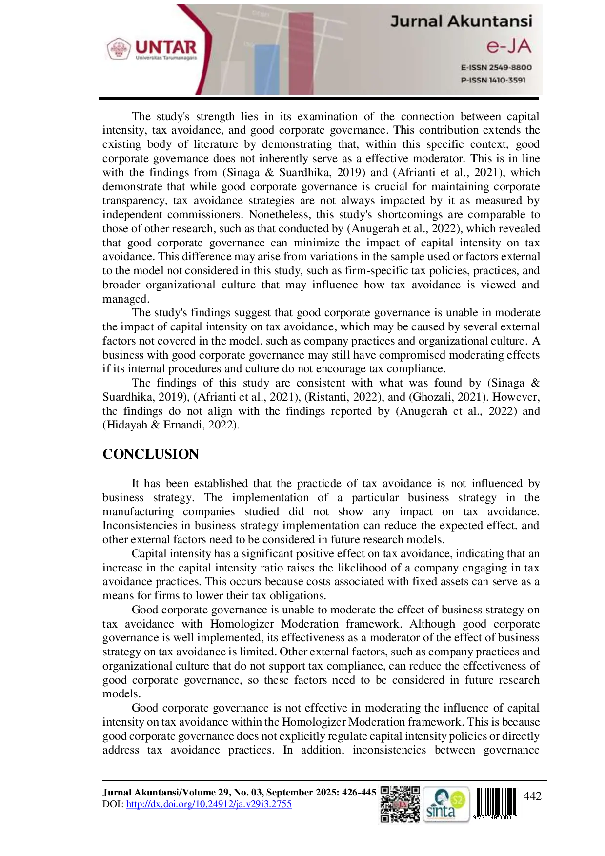 juris Business Strategy Capital Intensity Tax Avoidance Good Corporate Governance as a Moderator