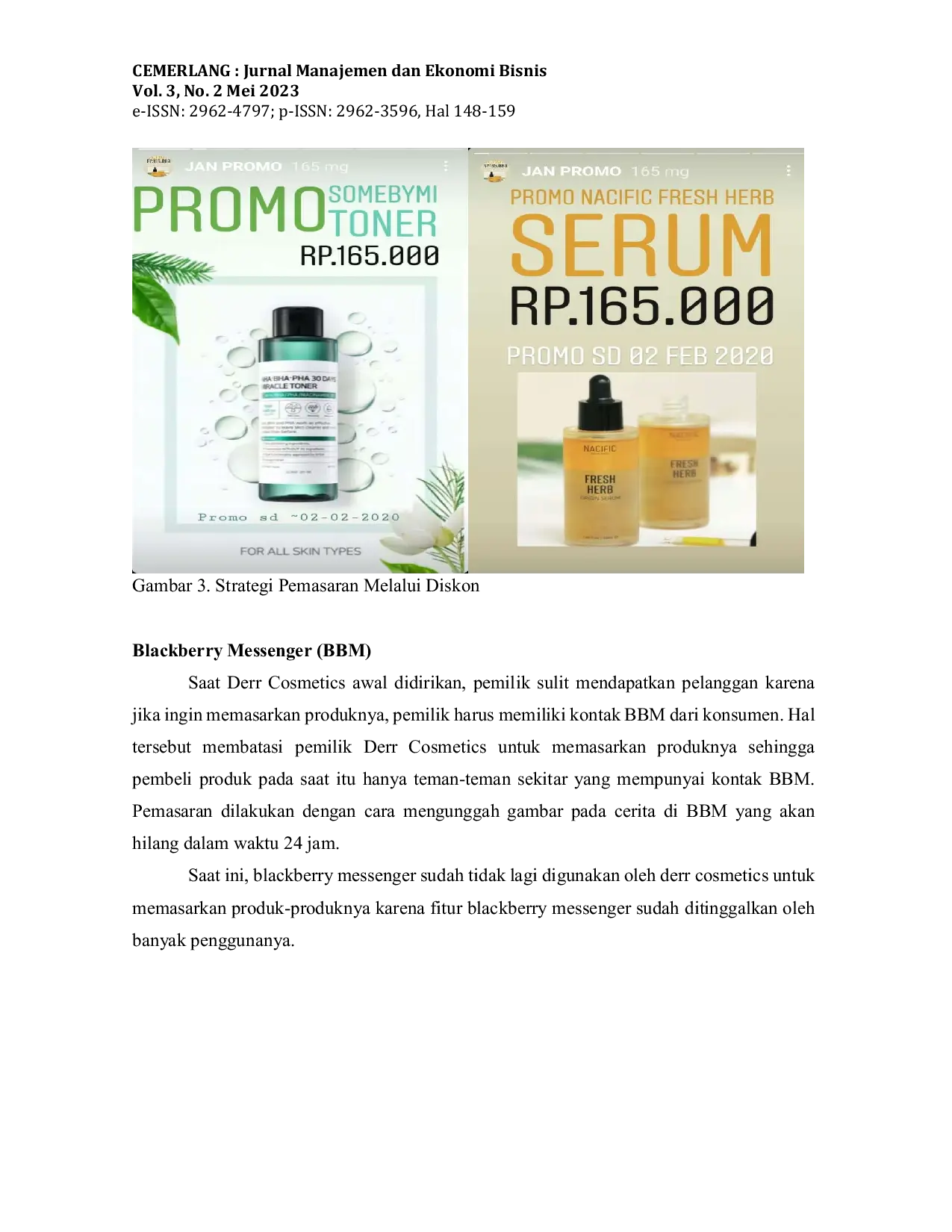 JURIS Pemanfaatan Media Sosial Bagi Volume Penjualan Produk Skincare Dan Kosmetik Derr Cosmetics