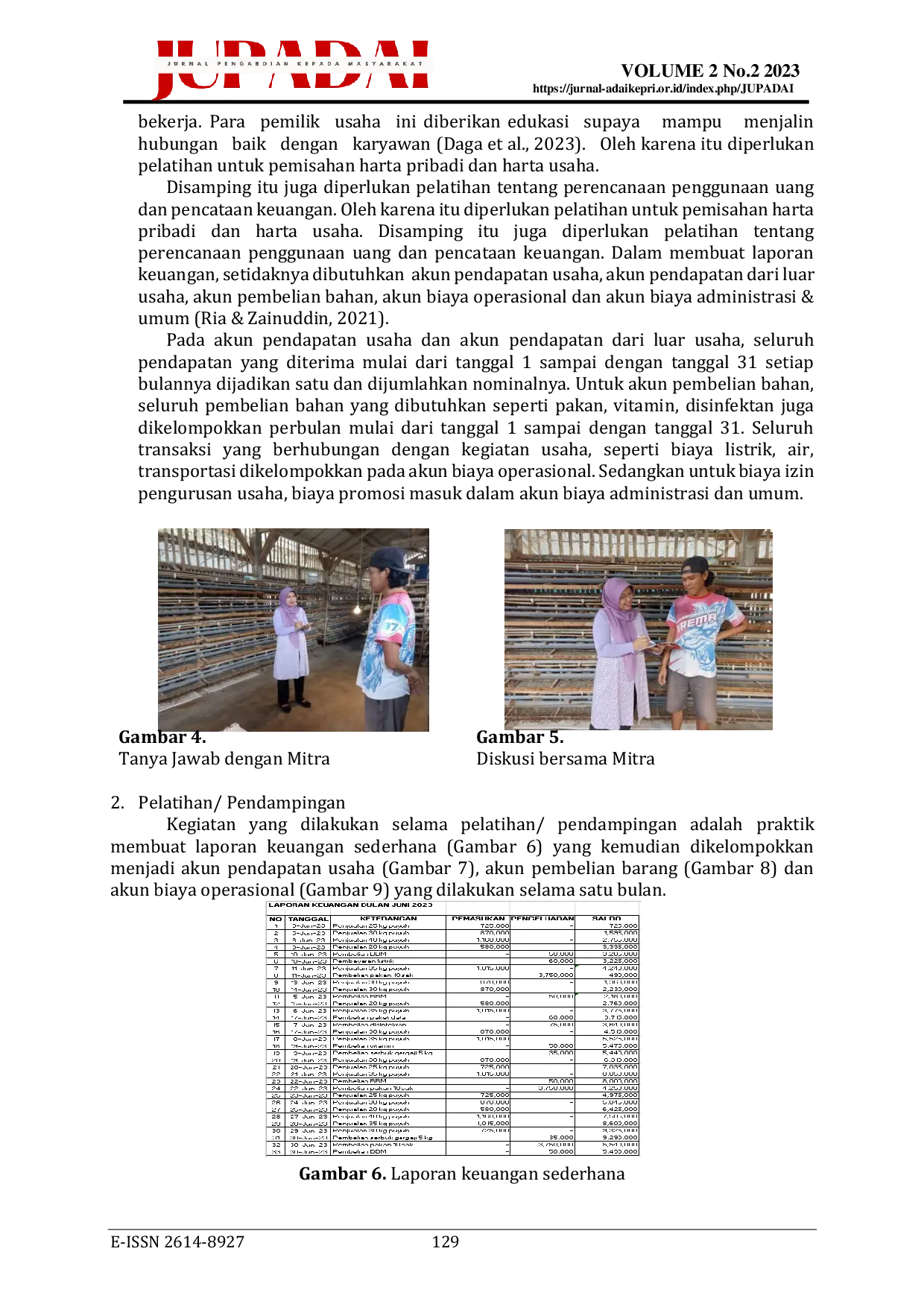 JURIS Pelatihan Manajemen Keuangan Peternak Burung Puyuh Di Desa Ngijo Kecamatan Karangploso Kabupaten Malang