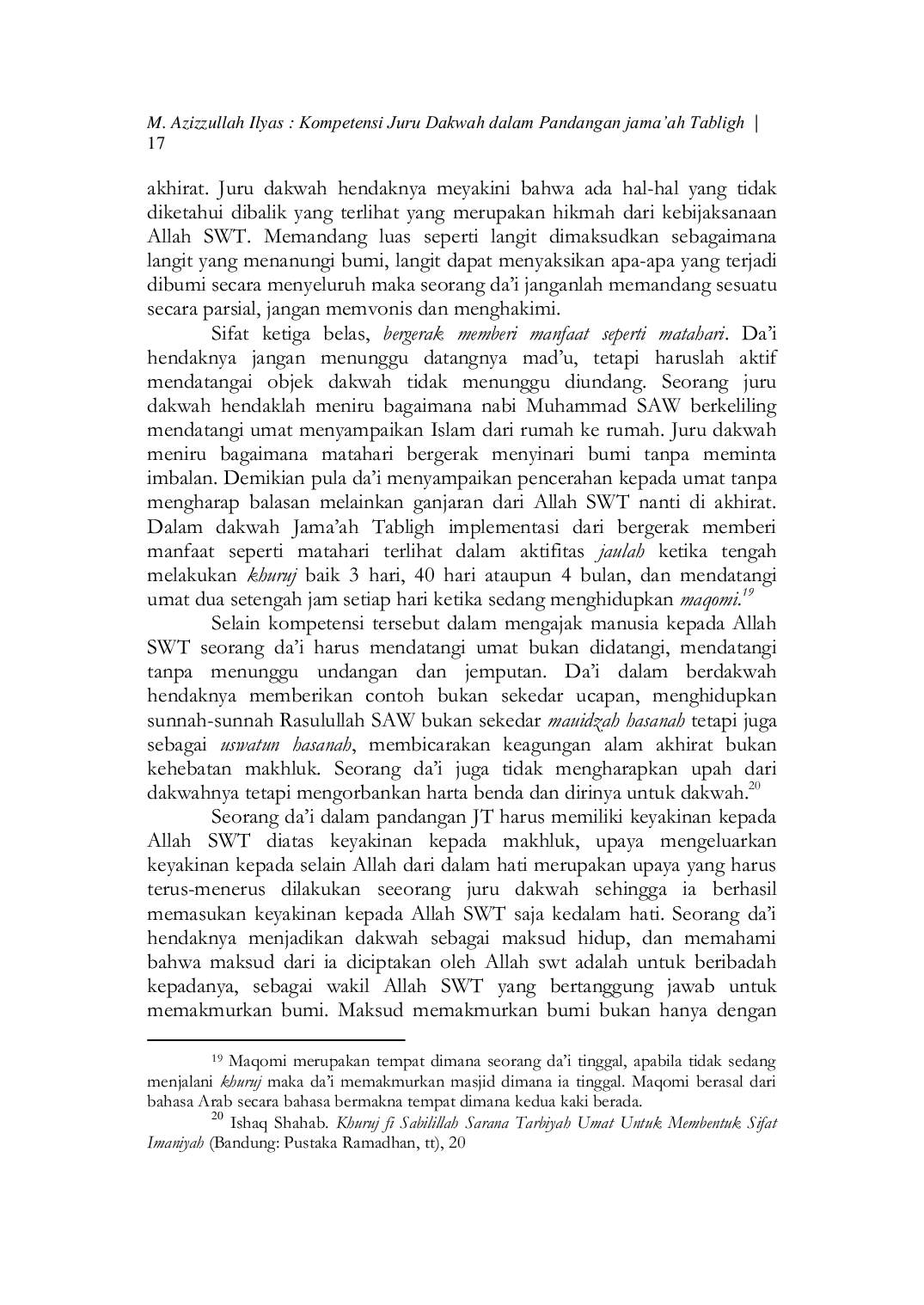 JURIS Kompetensi Juru Dakwah dalam Pandangan Jama ah Tabligh