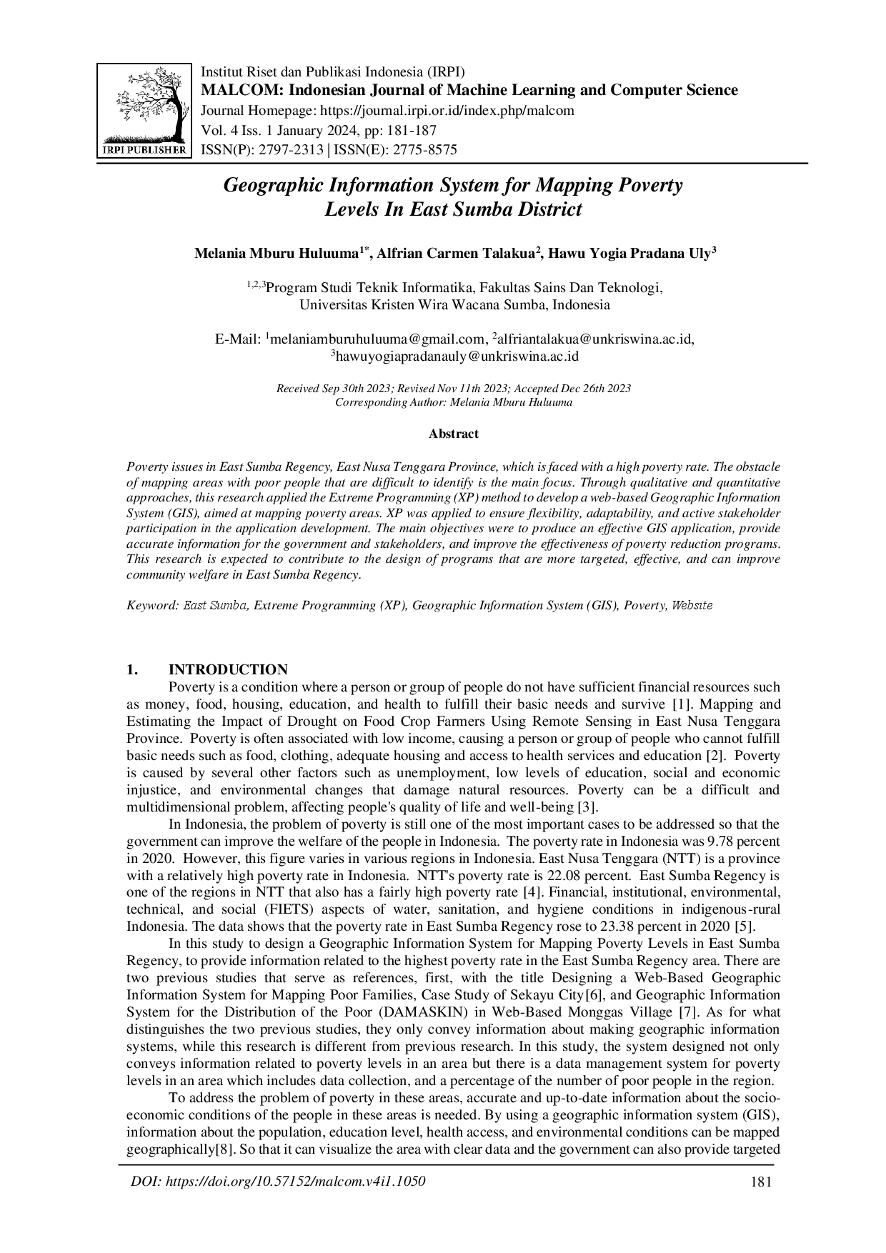 juris Geographic Information System for Mapping Poverty Levels In East Sumba District