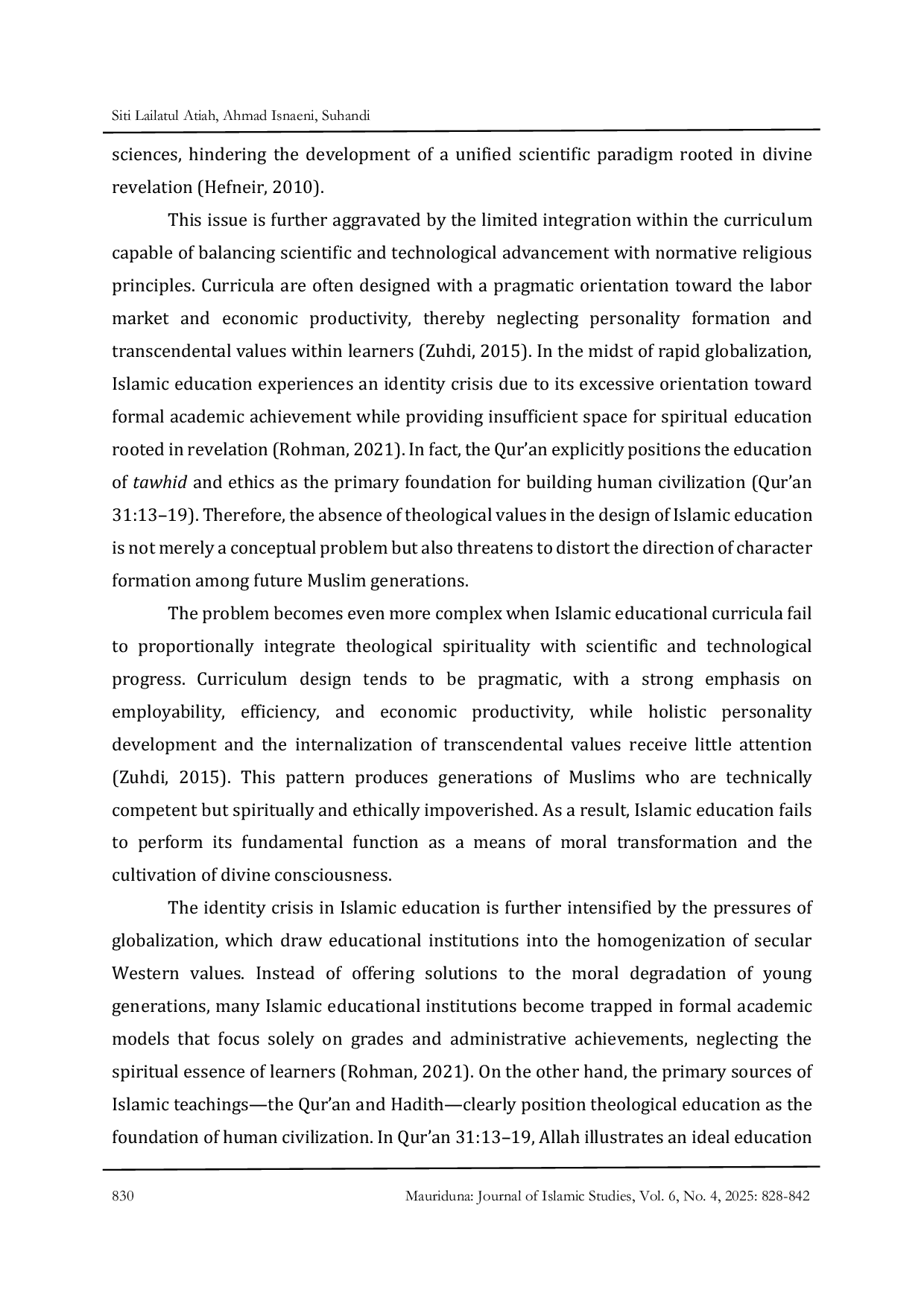 JURIS Urgency of Theological Values and Modernization in Islamic Education Perspective of the Qur an and Hadith