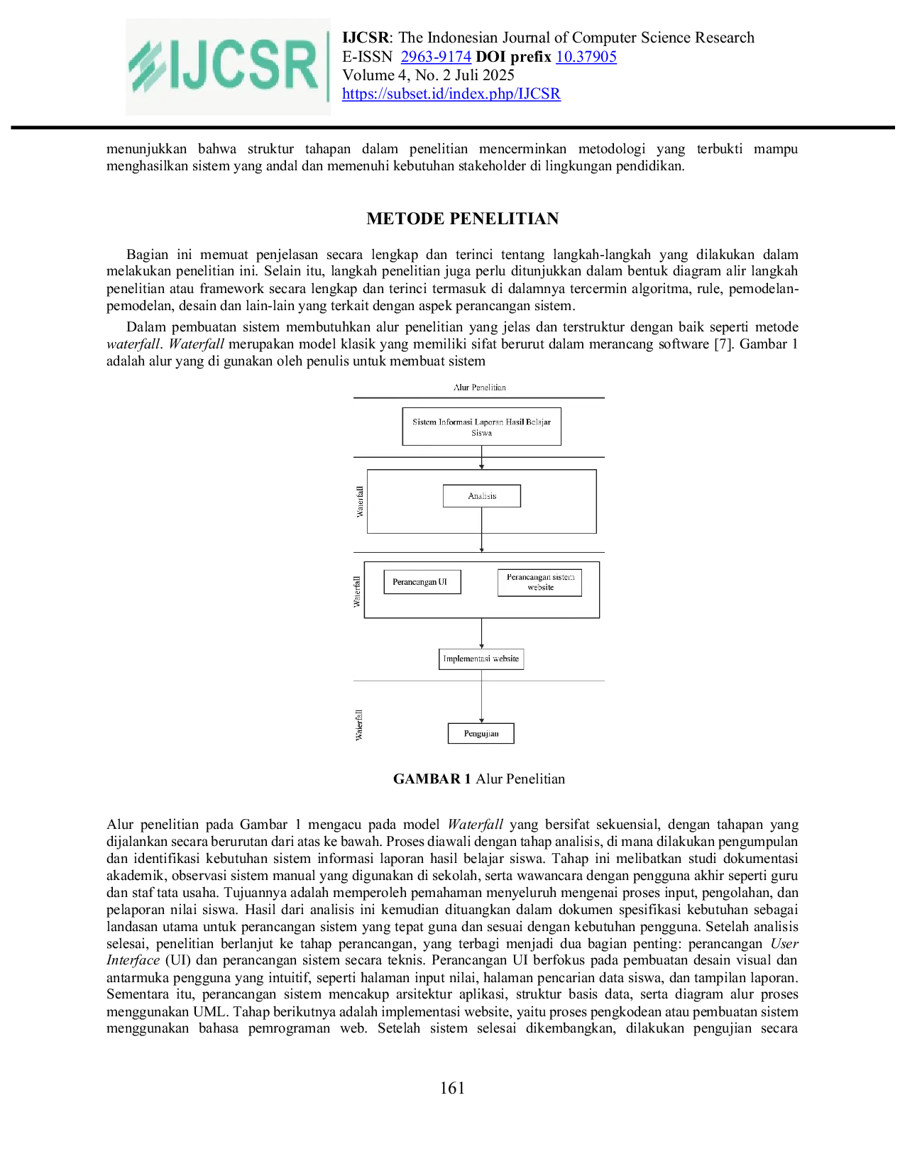 JURIS Implementasi Metode Waterfall pada Sistem Informasi Laporan Hasil Belajar Siswa Berbasis Website