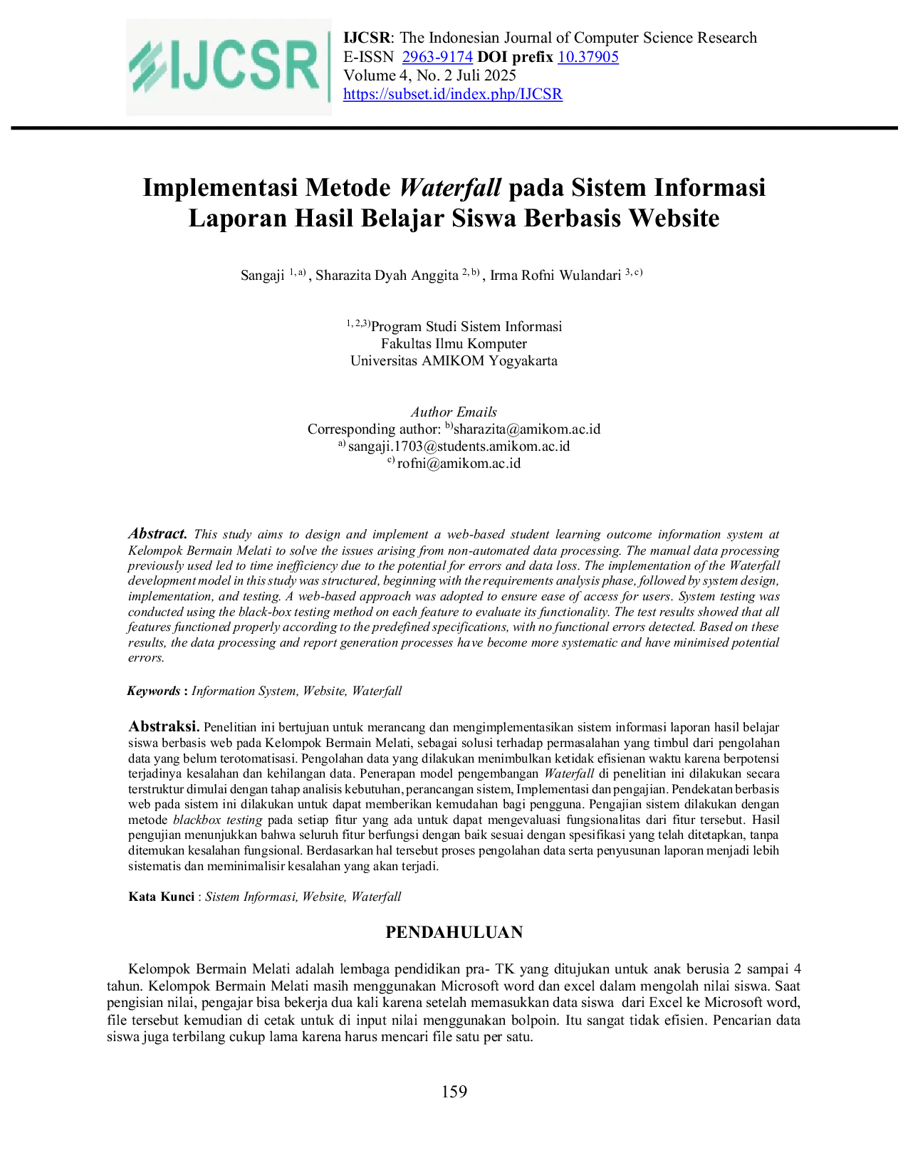 JURIS Implementasi Metode Waterfall pada Sistem Informasi Laporan Hasil Belajar Siswa Berbasis Website