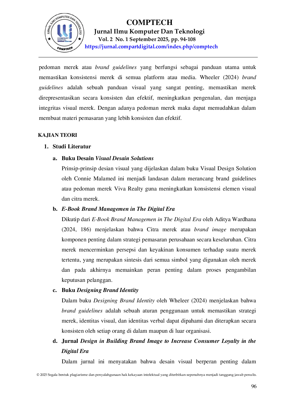 JURIS Implementasi Desain Visual yang Konsisten untuk Meningkatkan Citra Merek Studi Pada Perusahaan Viva Realty