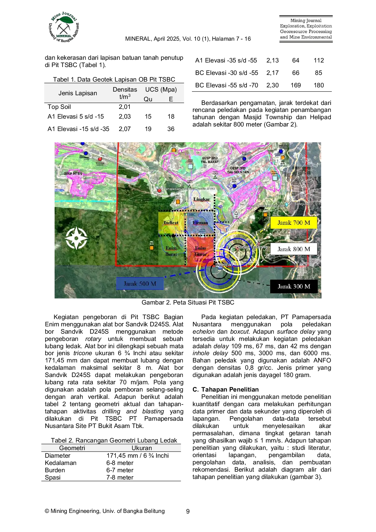 JURIS Kajian Teknis Perencanaan Desain Peledakan Untuk Mengurangi Getaran Tanah di PT Pamapersada Nusantara Site PT Bukit Asam Tbk
