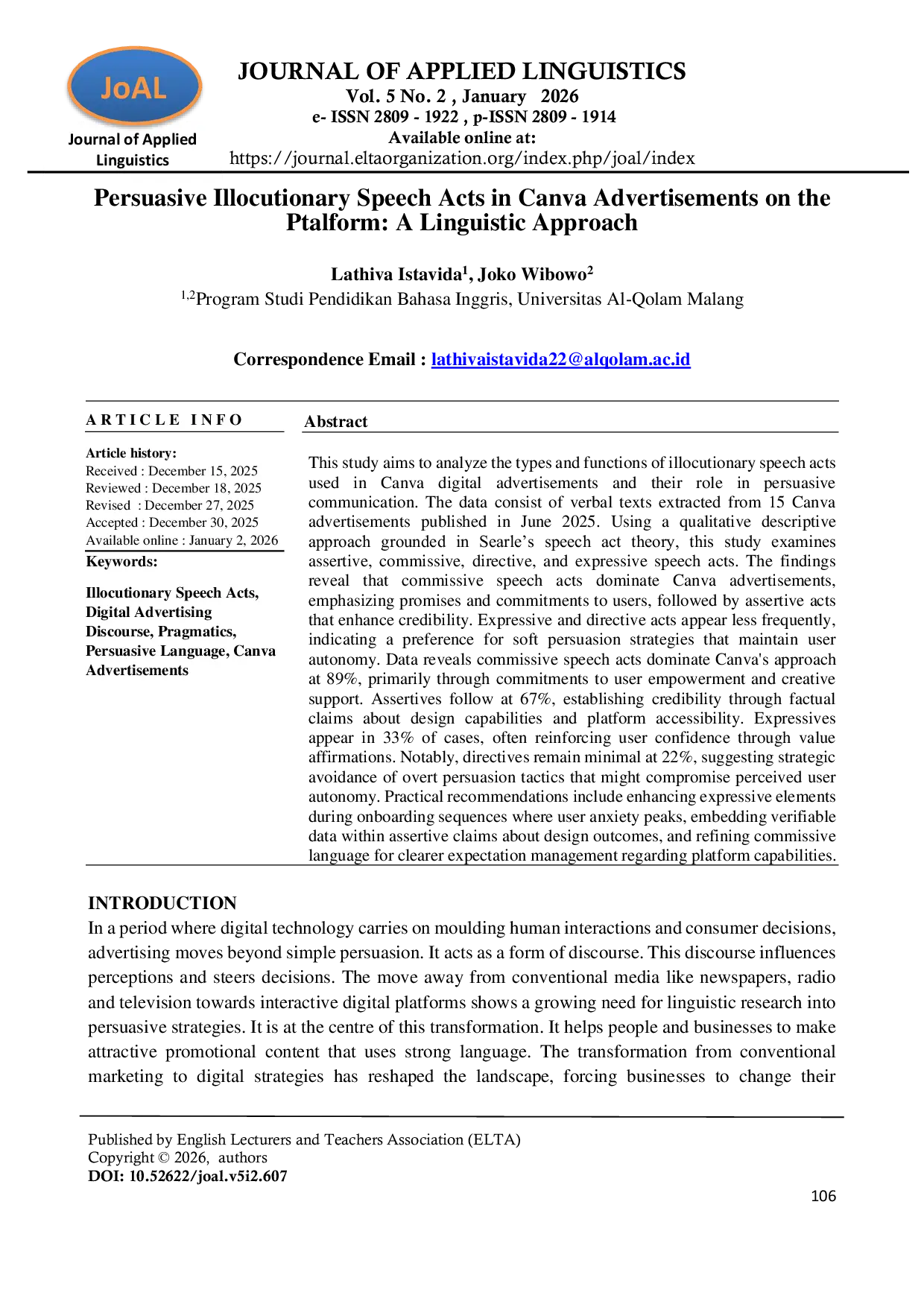 JURIS Persuasive Illocutionary Speech Acts in Canva Advertisements on the Ptalform A Linguistic Approach