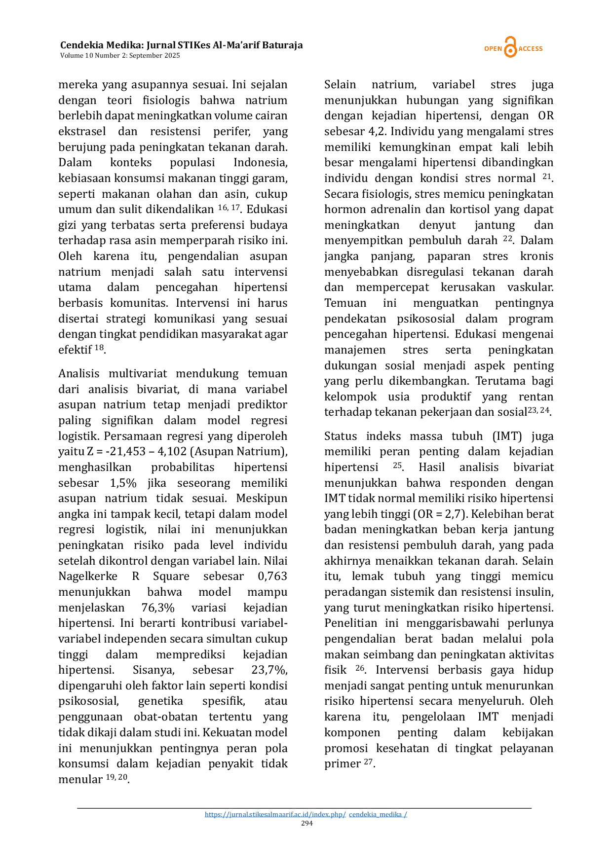 JURIS Analisis Kejadian Hipertensi Pada Kelompok Usia Produktif Di Puskesmas Plaju Kota Palembang