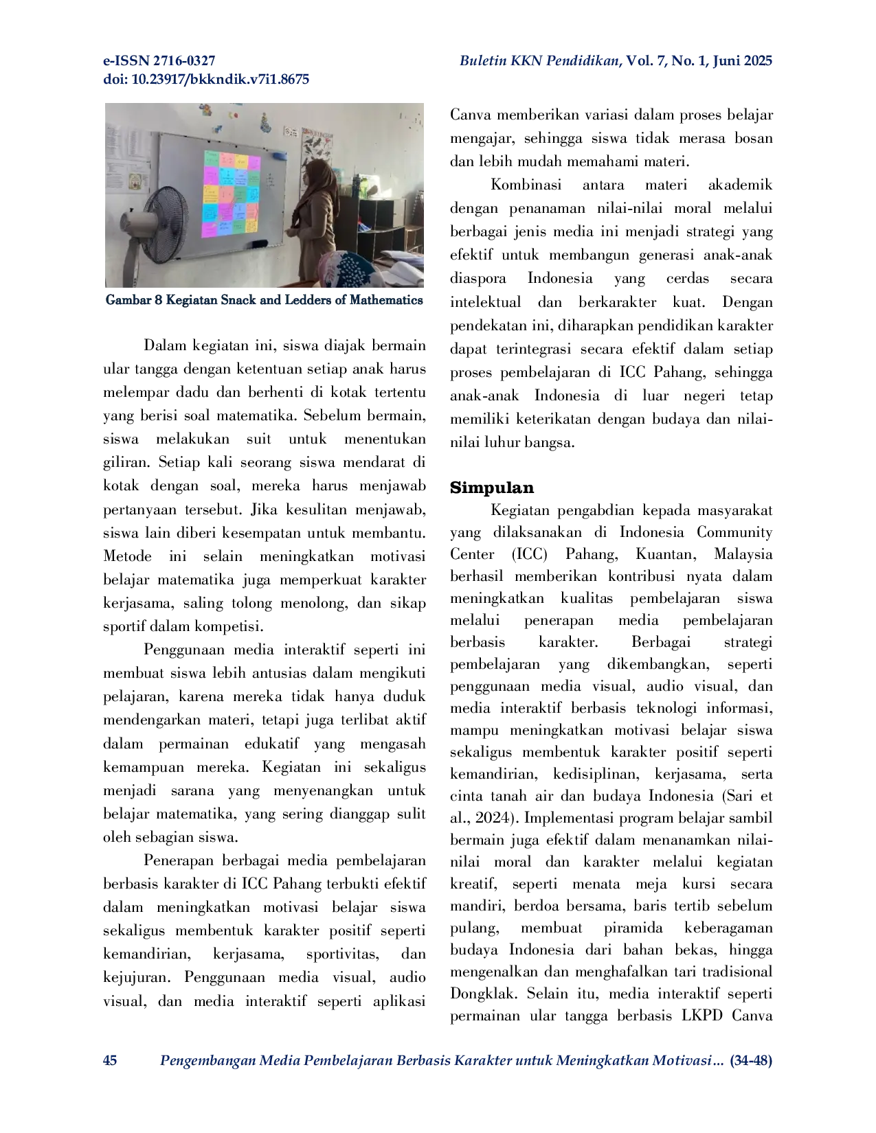 JURIS Pengembangan Media Pembelajaran Berbasis Karakter untuk Meningkatkan Motivasi Belajar Siswa di ICC Pahang