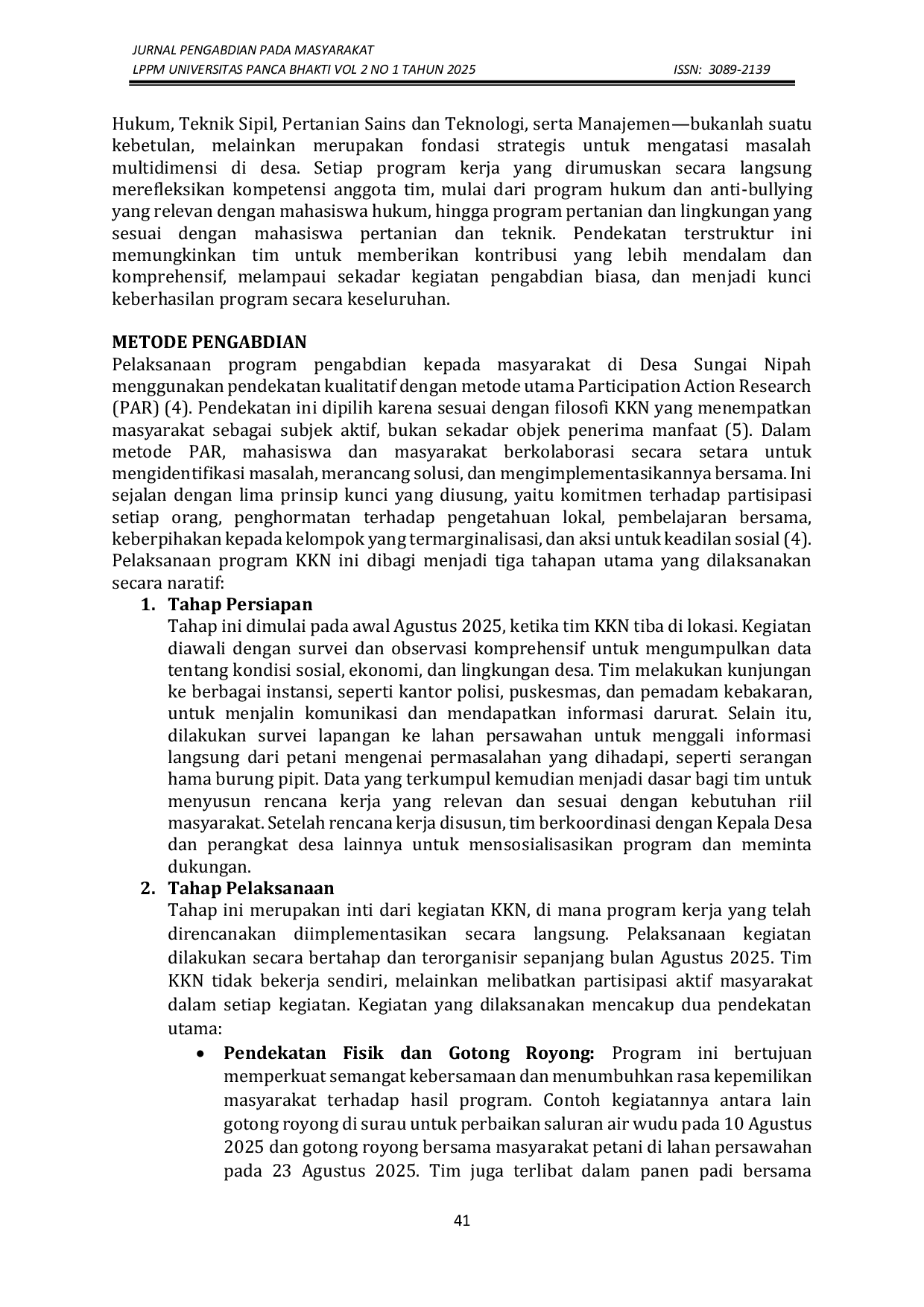 JURIS Sinergi Interdisipliner Menuju Kemandirian Melalui Pengabdian Masyarakat Di Desa Sungai Nipah Kabupaten Mempawah