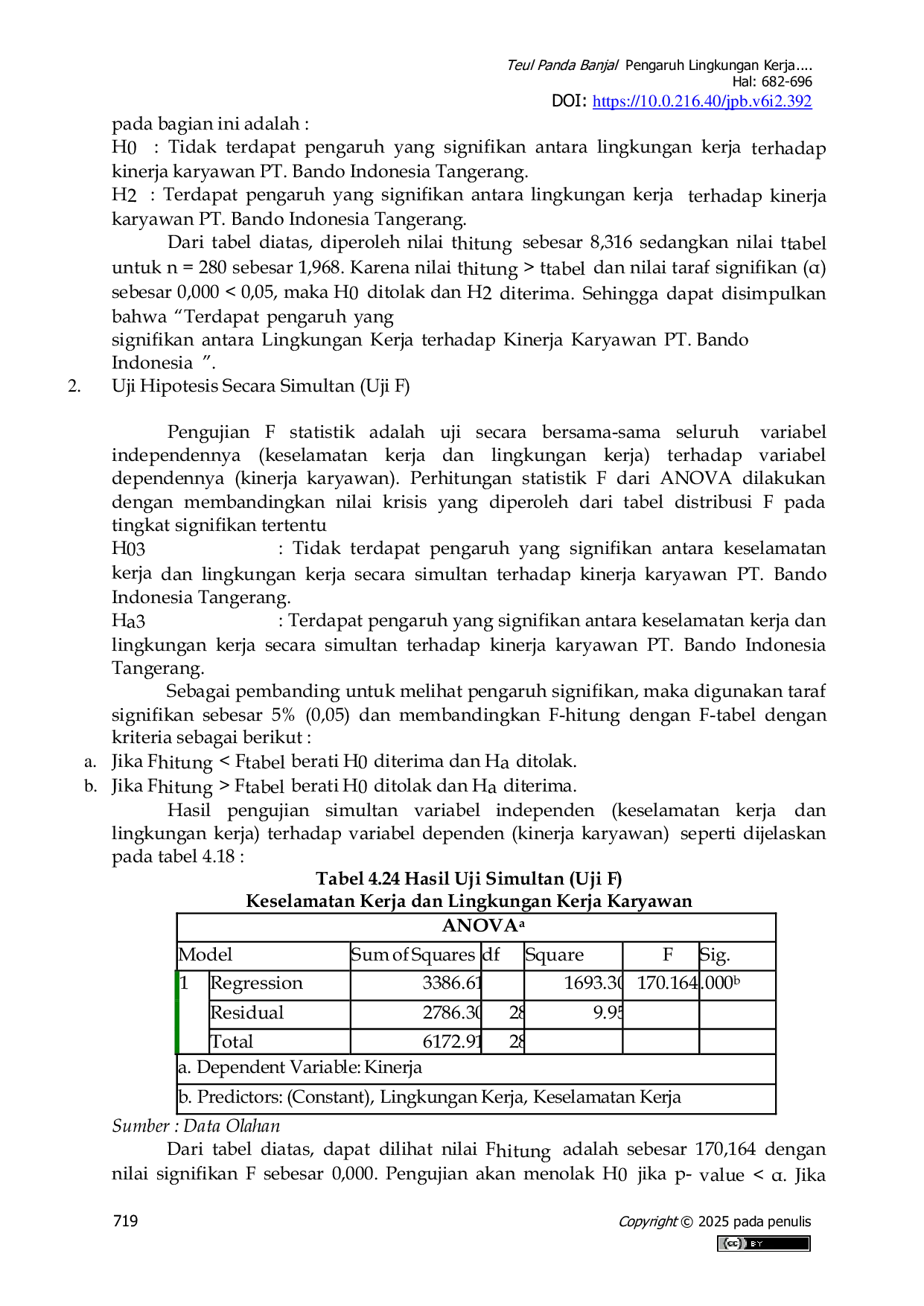 JURIS Pengaruh Keselamatan Kerja Dan Lingkungan Kerja Terhadap Kinerja Karyawan Pt Bando Indonesia Tangerang