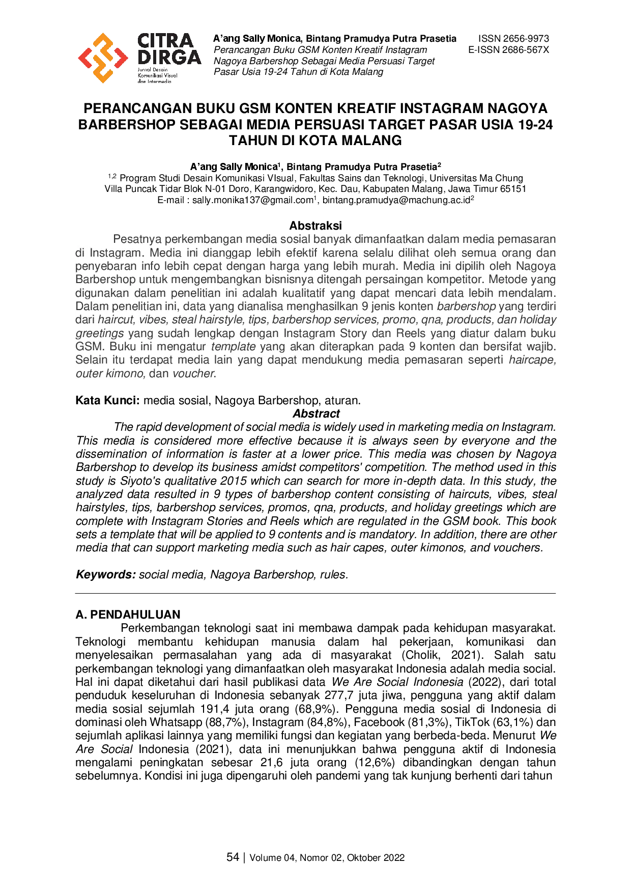 juris Perancangan Buku GSM Konten Kreatif Instagram Nagoya Barbershop Sebagai Media Persuasi Target Pasar Usia 19 24 Tahun di Kota Malang
