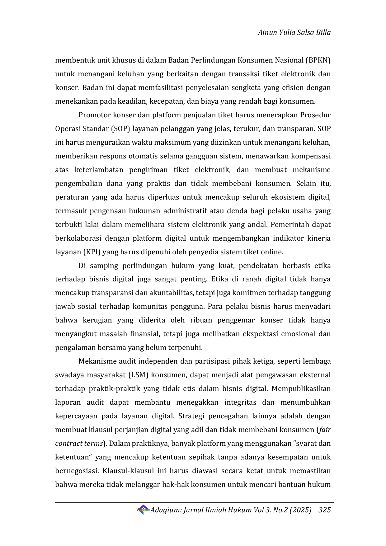 JURIS Legal Protection for Consumers in E Ticketing Transactions A Study on Pending Payments and Delayed Ticket Confirmations in the Day6 Concert