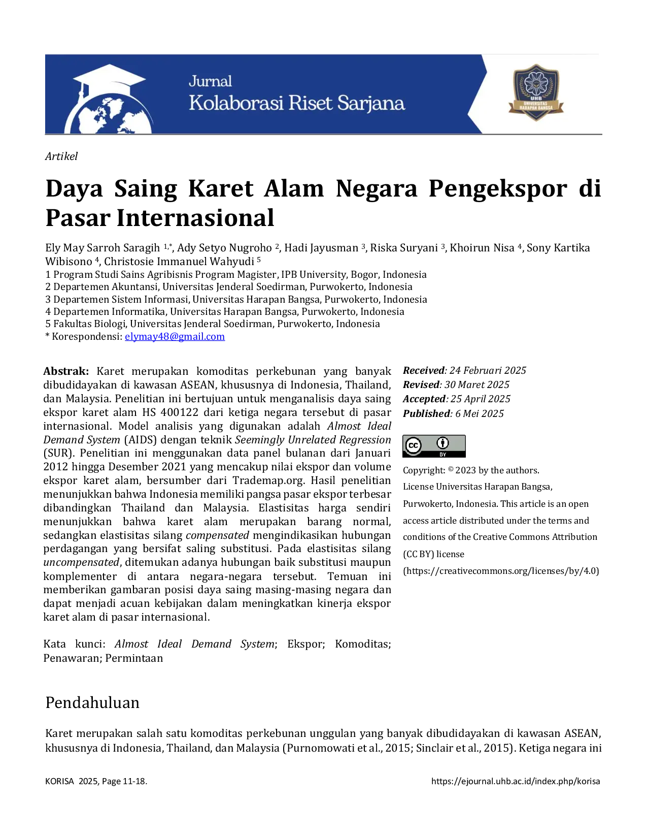 JURIS Daya Saing Karet Alam Negara Pengekspor di Pasar Internasional