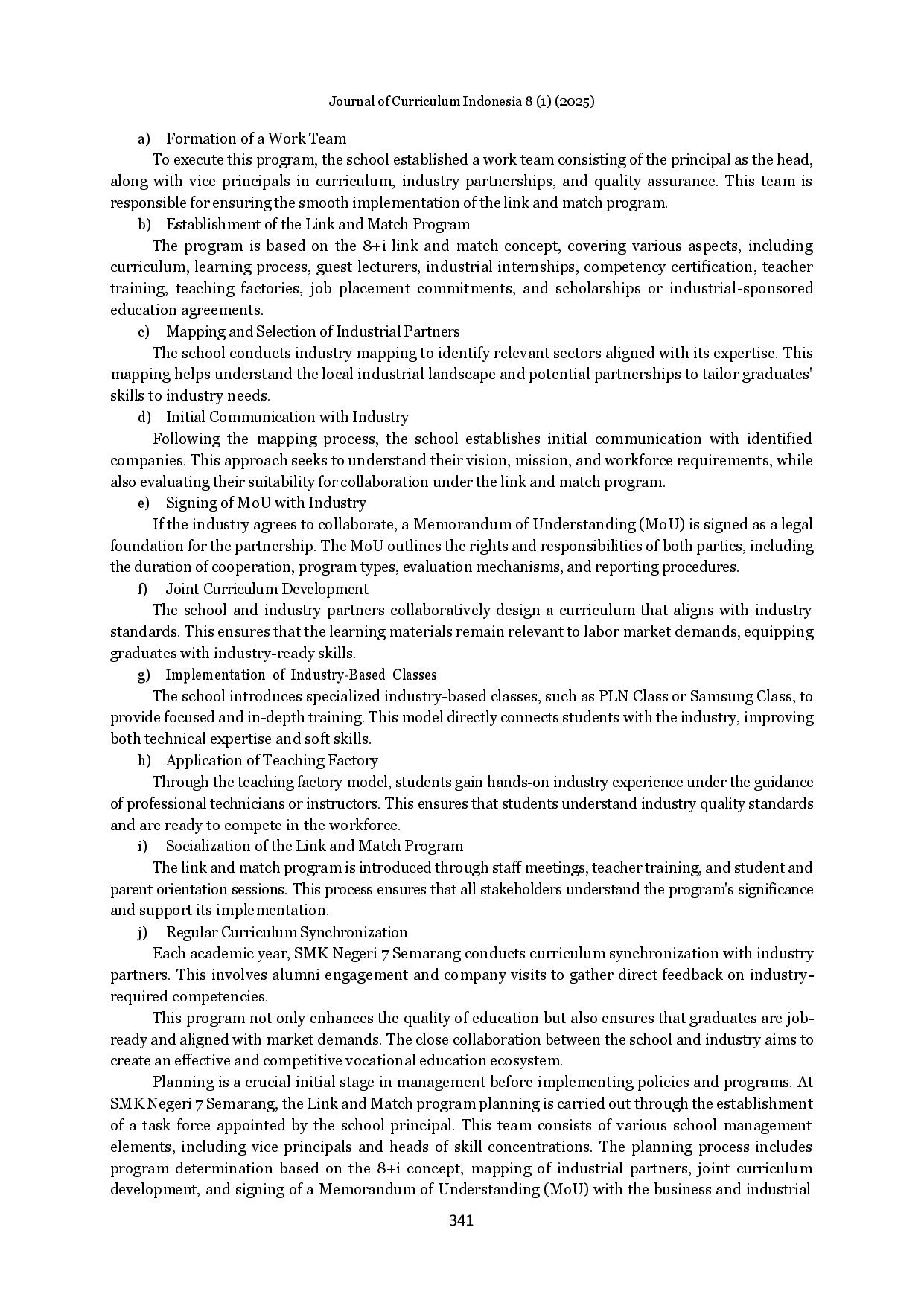 juris Implementation Of Link and Match in Enhancing Graduate Competen cies at SMK Negeri 7 Semarang