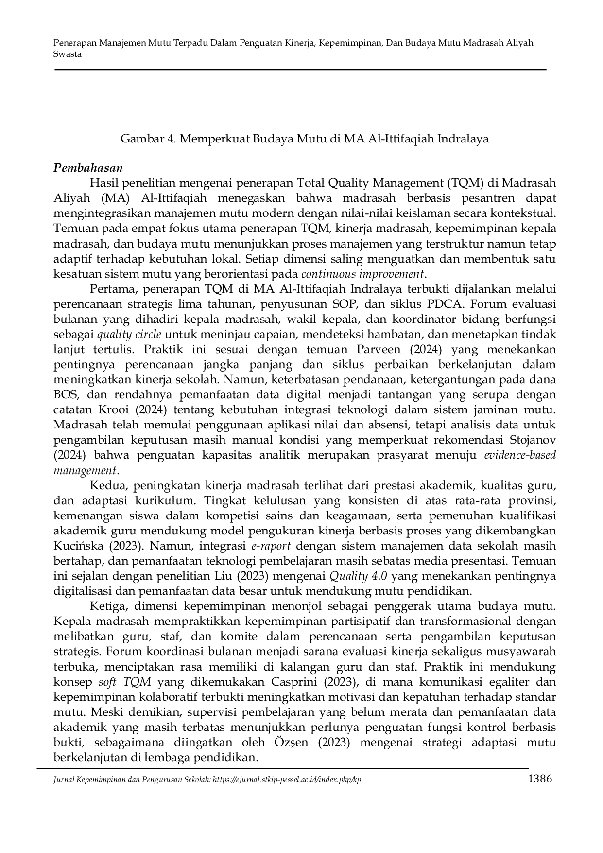 JURIS Penerapan Manajemen Mutu Terpadu Dalam Penguatan Kinerja Kepemimpinan Dan Budaya Mutu Madrasah Aliyah Swasta