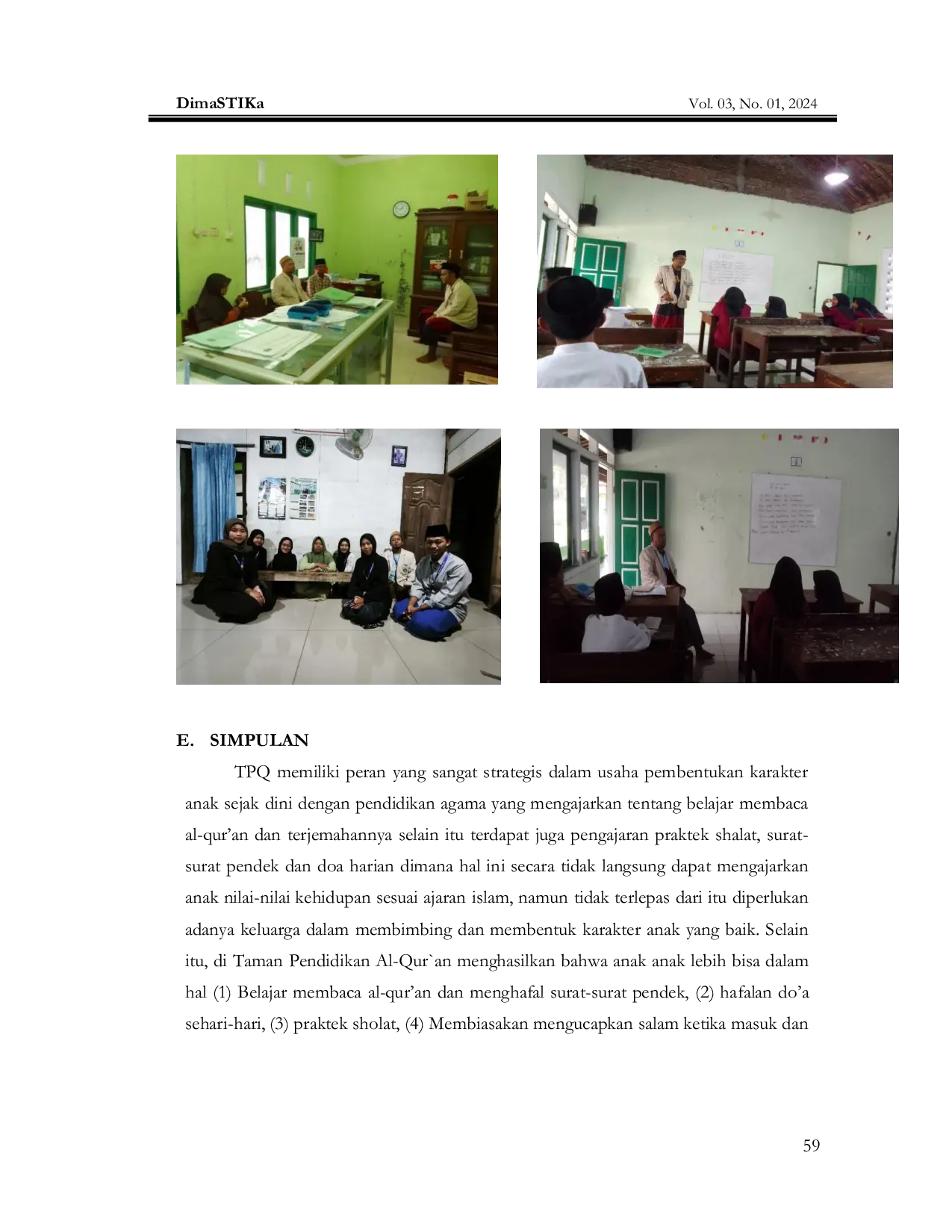 JURIS Peran Taman Pendidikan Al Quran TPQ Dalam Membentuk Akhlak Anak Di Desa Jenarsari