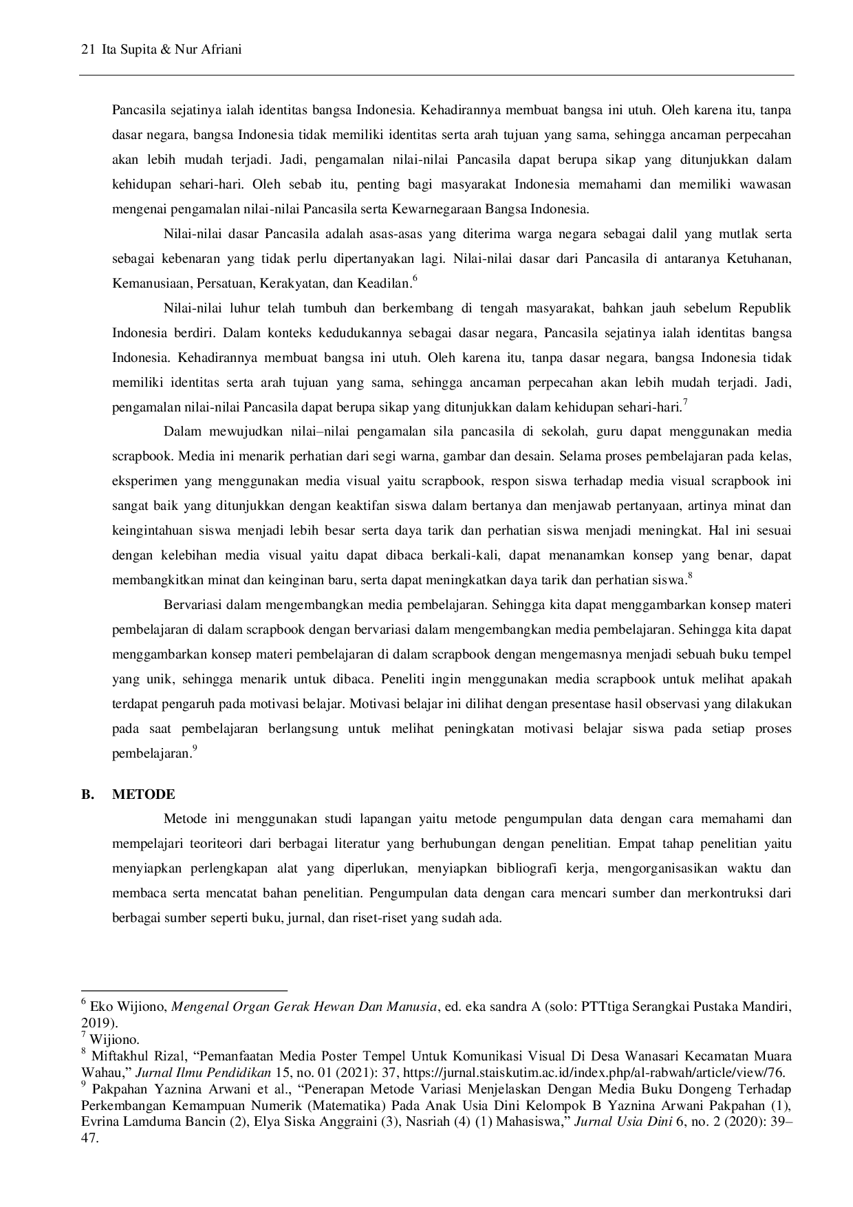 JURIS Penggunaan Metode Scrap Book Terhadap Kreatifitas Siswa Kelas V Dalam Pemahaman Materi Sila Pancasila