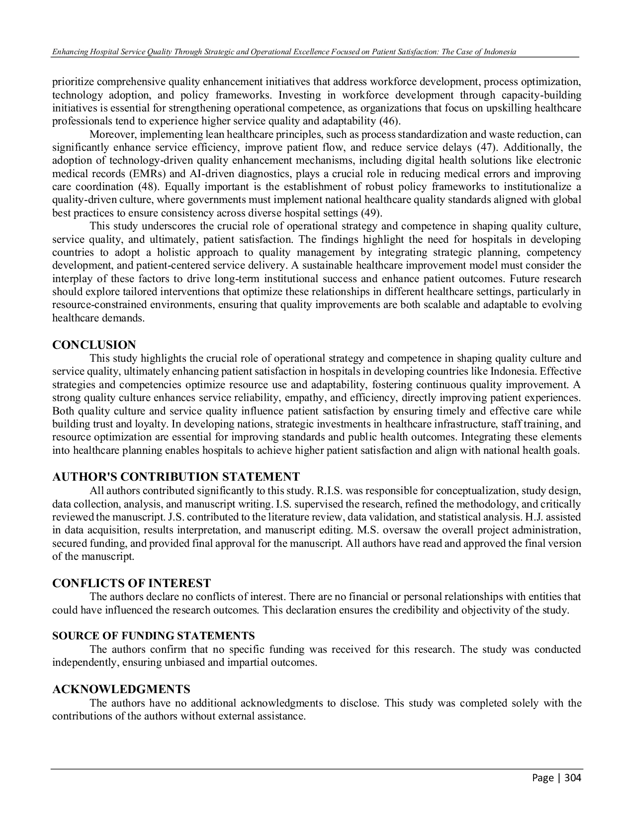 JURIS Enhancing Hospital Service Quality Through Strategic and Operational Excellence Focused on Patient Satisfaction The Case of Indonesia