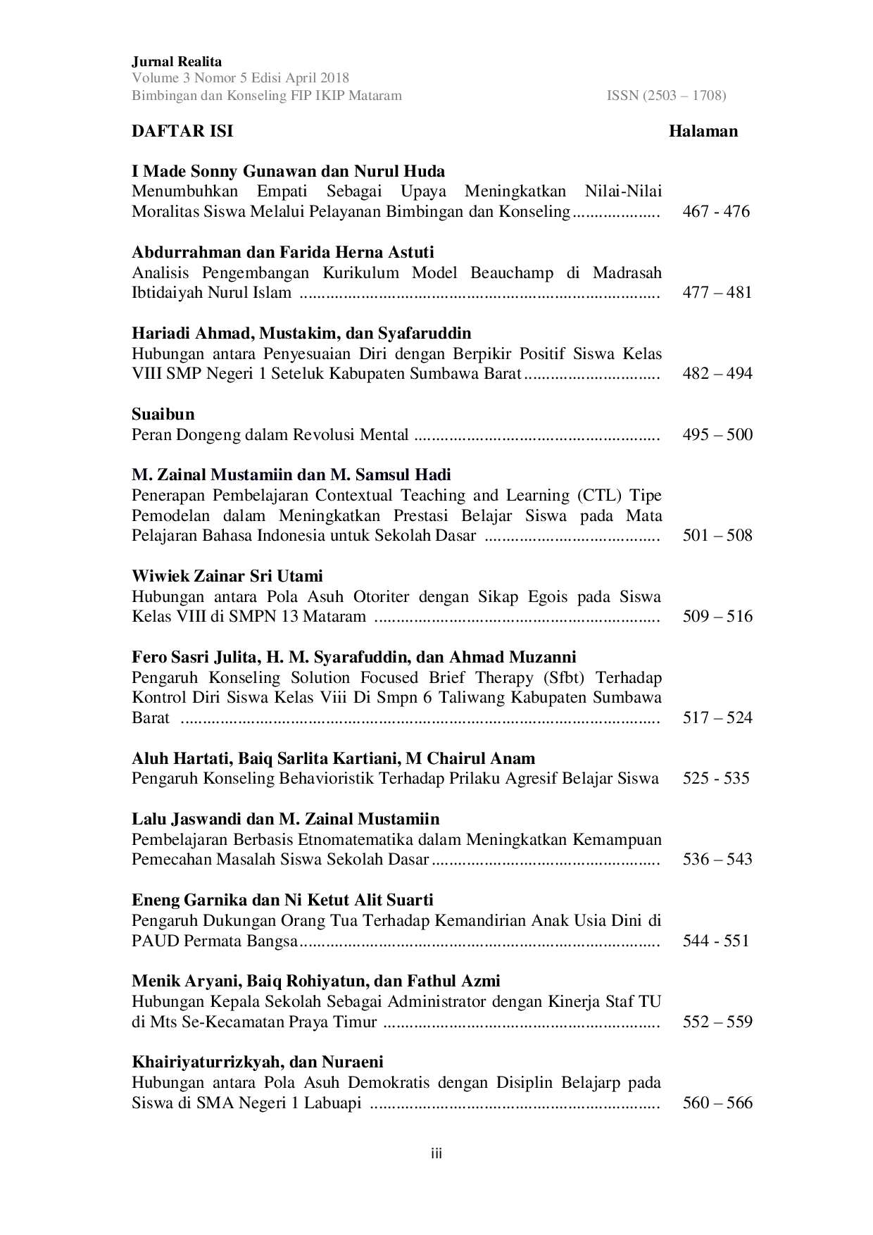 JURIS Hubungan Antara Pola Asuh Otoriter Dengan Sikap Egois Pada Siswa Kelas VIII Di SMPN 13 Mataram