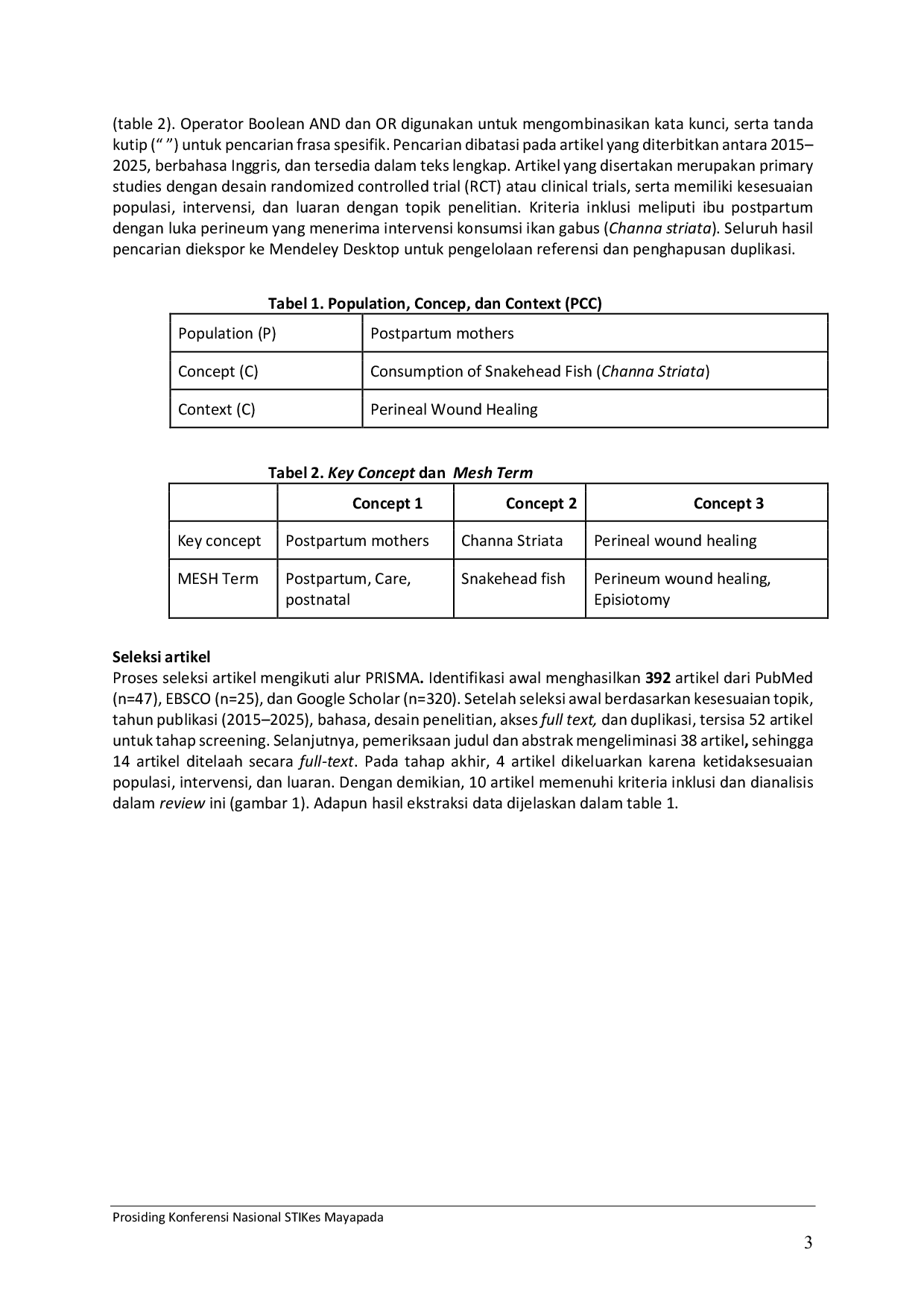 JURIS Konsumsi Ikan Gabus Dan Penyembuhan Luka Perineum Pada Masa Postpartum Scoping Review Literatur