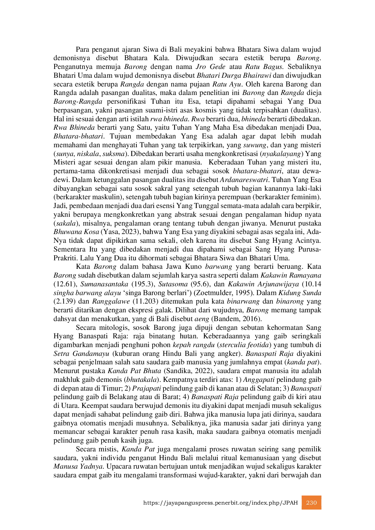 JURIS Simbolisme Kakereb Barong Dan Rangda Dalam Upacara Butha Yadnya Di Desa Bitra Gianyar