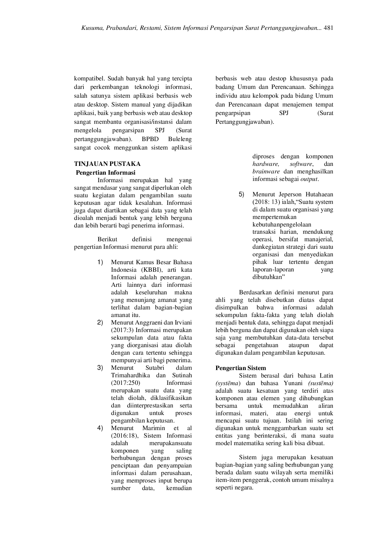 JURIS SISTEM INFORMASI PENGARSIPAN SURAT PERTANGGUNGJAWABAN BERBASIS WEB BADAN PENANGGULANGAN BENCANA DAERAH BULELENG