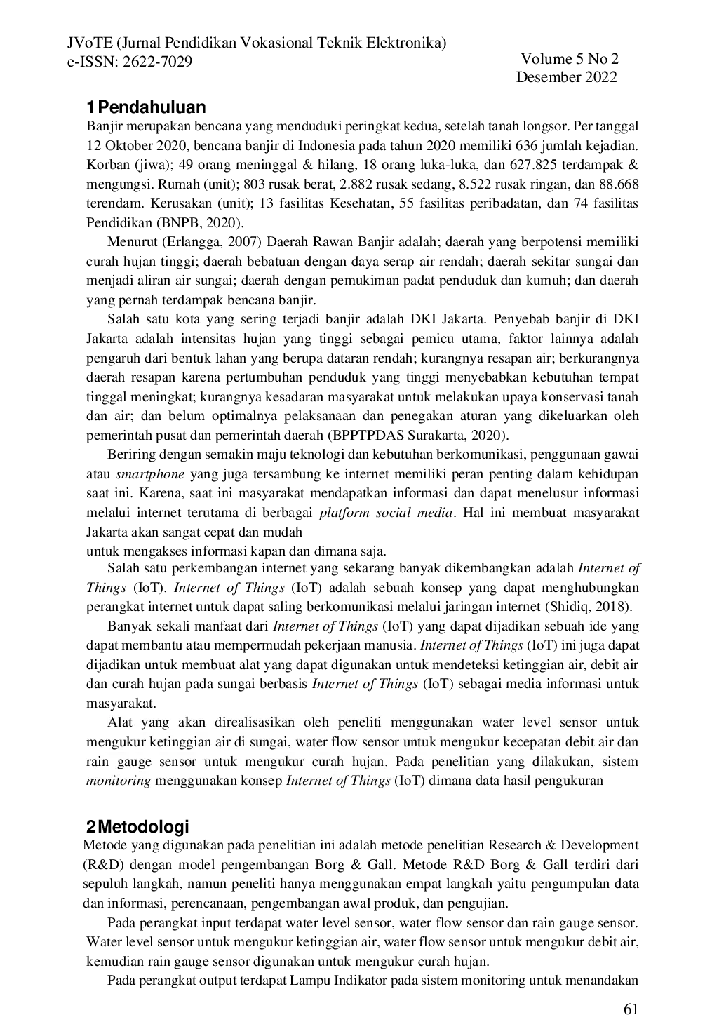 JURIS Sistem Monitoring Ketinggian Air Debit Air Curah Hujan pada Sungai Berbasis IoT