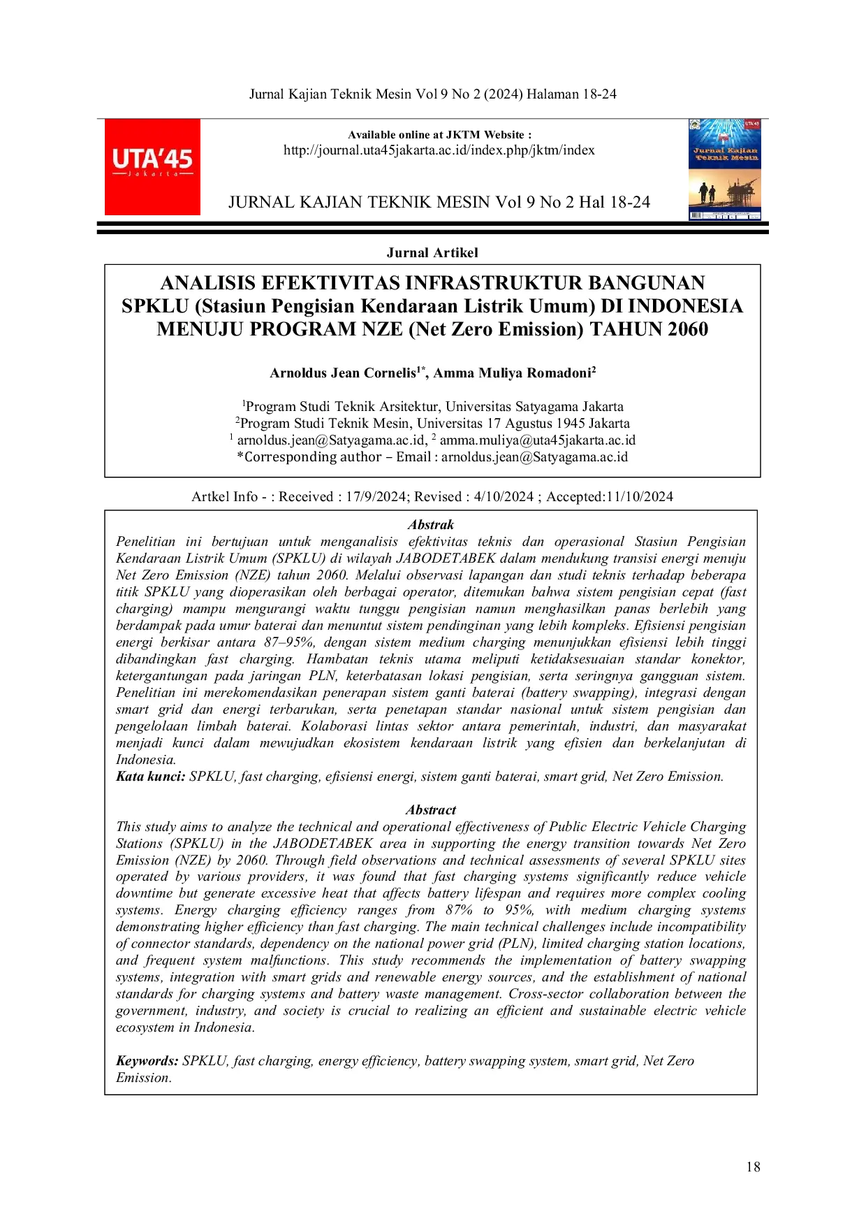 JURIS ANALISIS EFEKTIVITAS INFRASTRUKTUR BANGUNAN SPKLU Stasiun Pengisian Kendaraan Listrik Umum DI INDONESIA MENUJU PROGRAM NZE Net Zero Emission TAHUN 2060