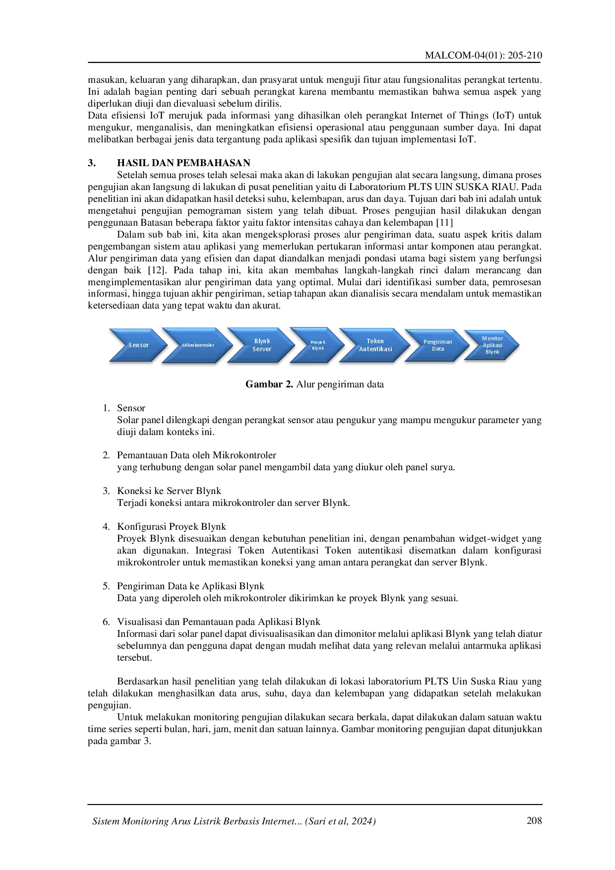 juris Sistem Monitoring Arus Listrik Berbasis Internet of Things IoT pada Solar Panel di Laboratorium Pembangkit Listrik Tenaga Surya PLTS UIN Suska Riau
