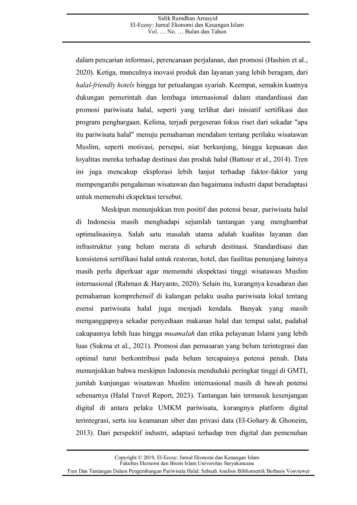JURIS Tren Dan Tantangan Dalam Pengembangan Pariwisata Halal Sebuah Analisis Bibliometrik Berbasis Vosviewer